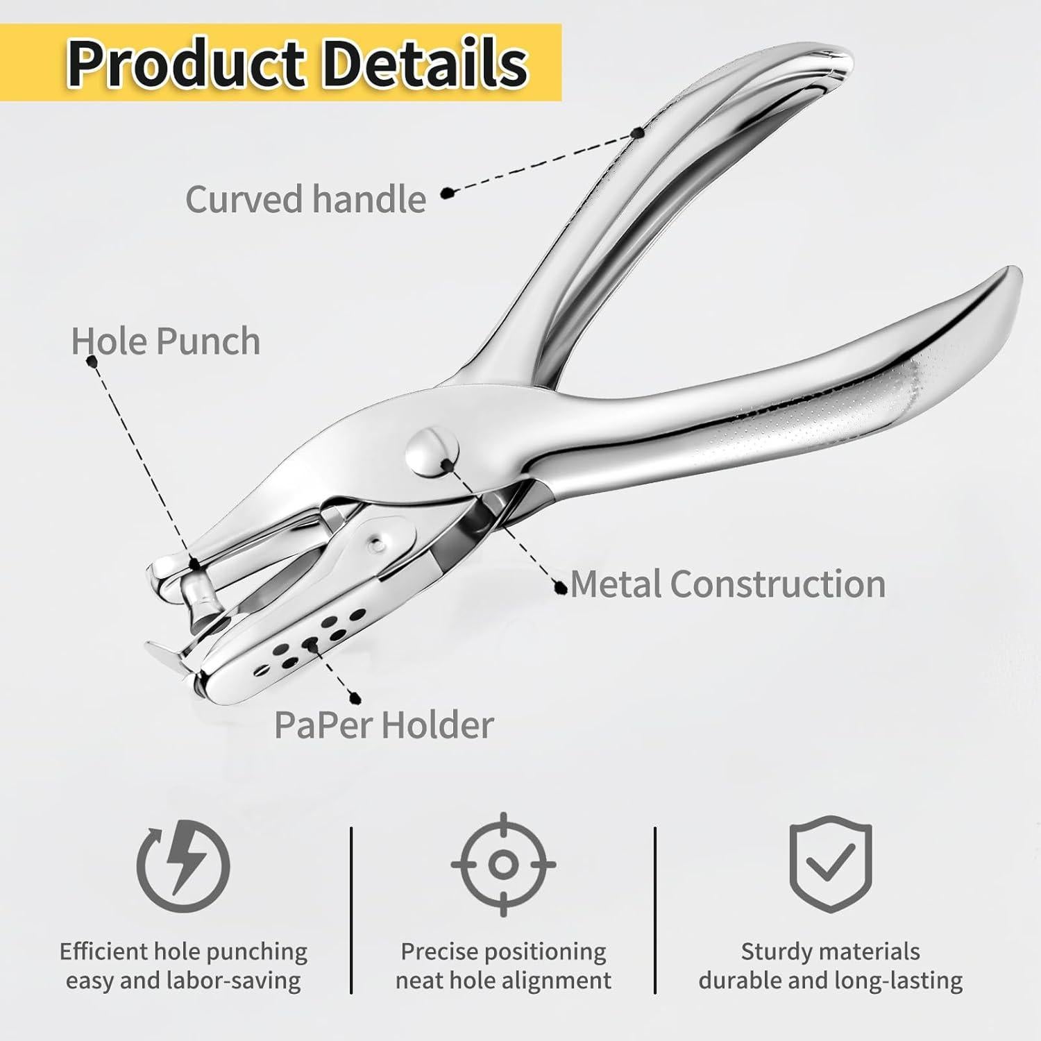 Perforadora de Agujeros YUIOASE 1/4" para 8 Hojas - 2 Pcs