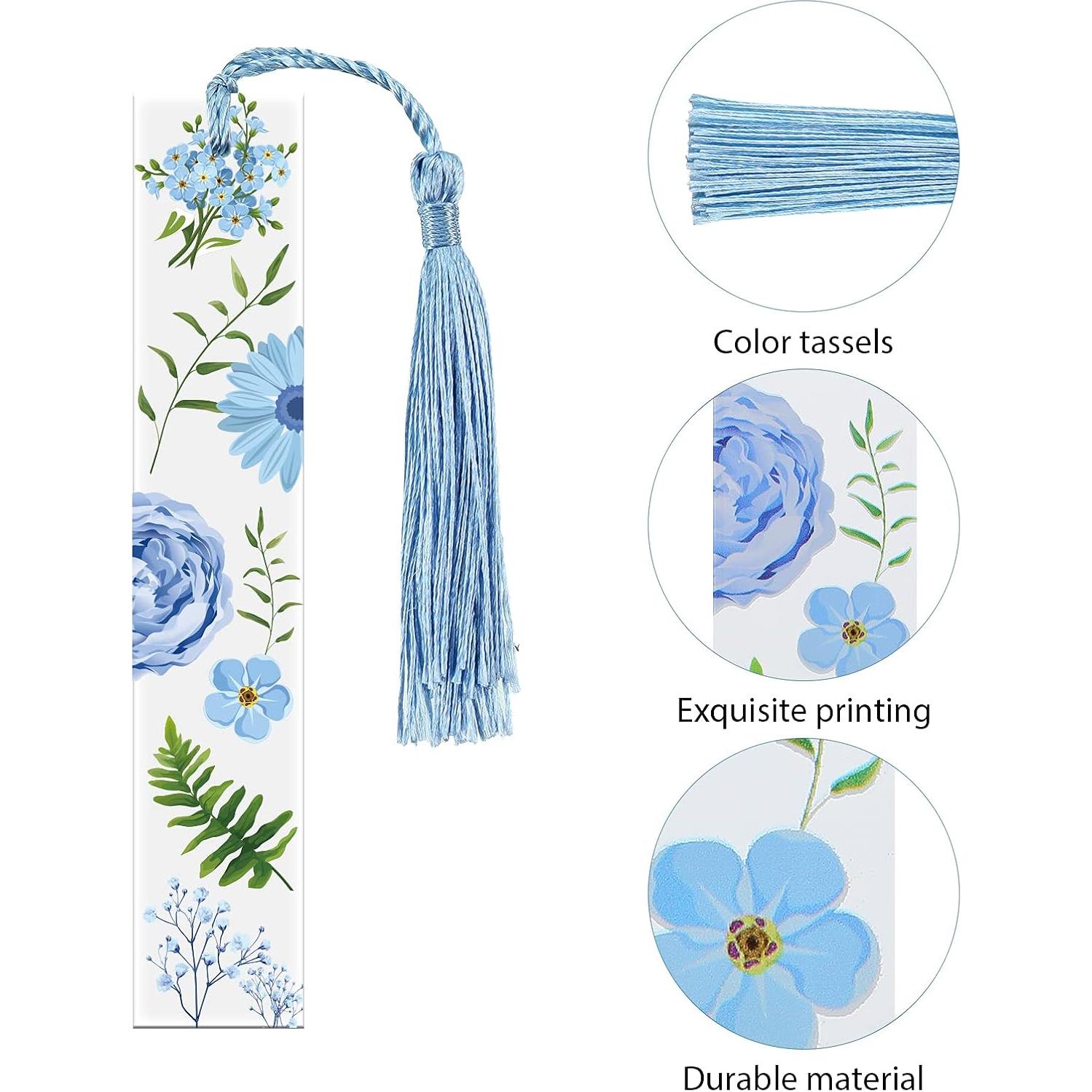 Marcadores de Libro Acrílicos Outus - 8 Estilos con Flores y Borlas