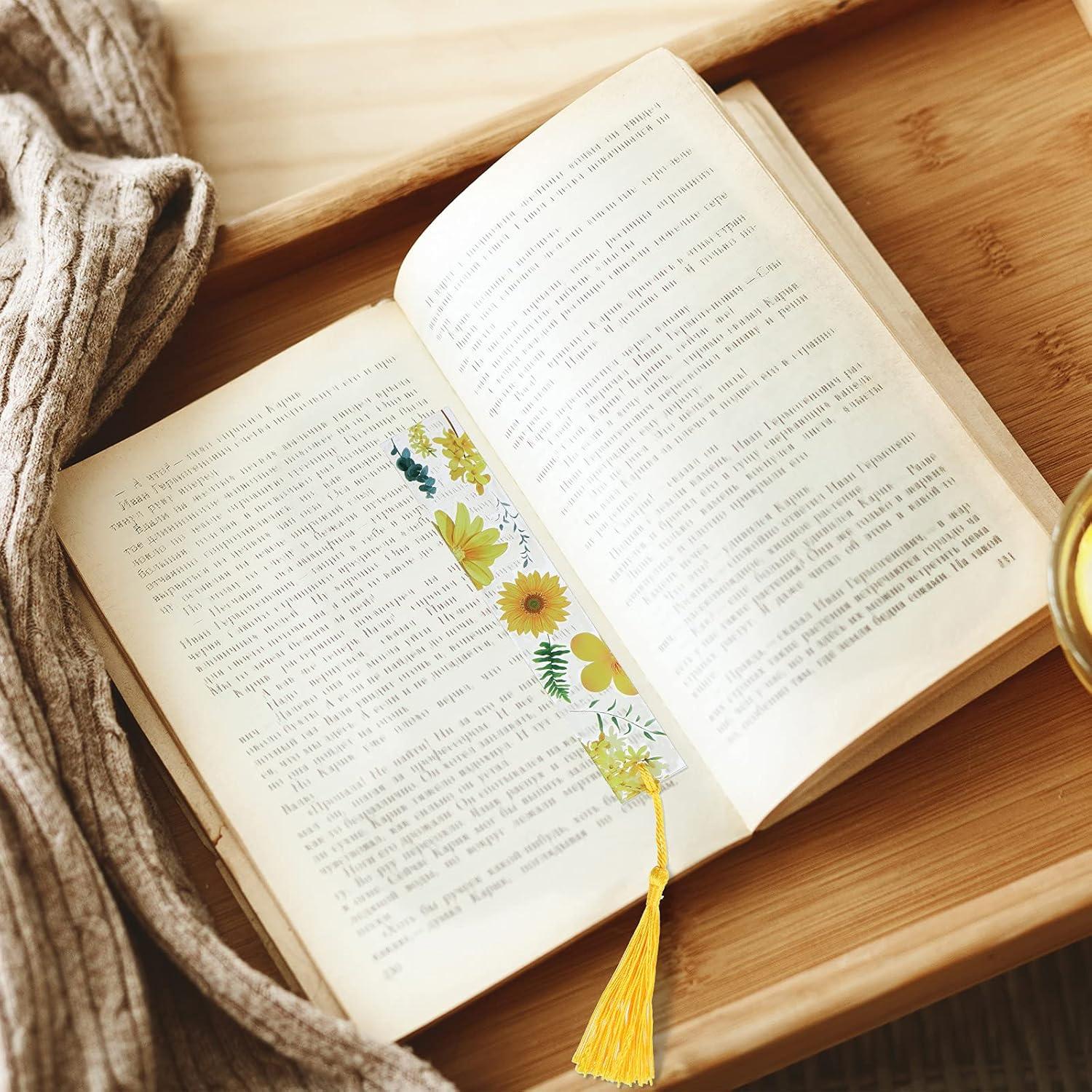 Marcadores de Libro Acrílicos Outus - 8 Estilos con Flores y Borlas