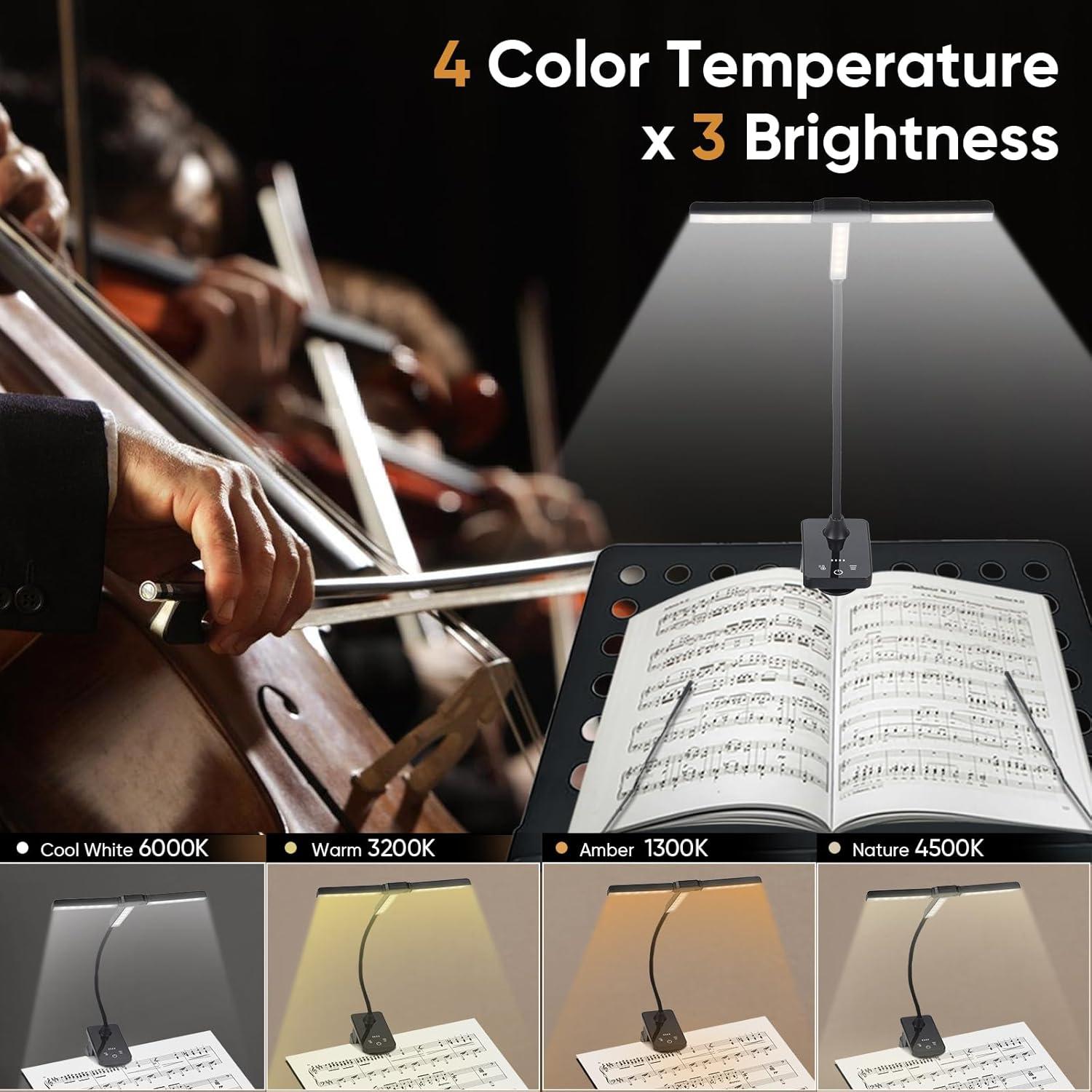 Luz de Atril Recargable Javik Tipo-C Plegable 3 Brillos Negro