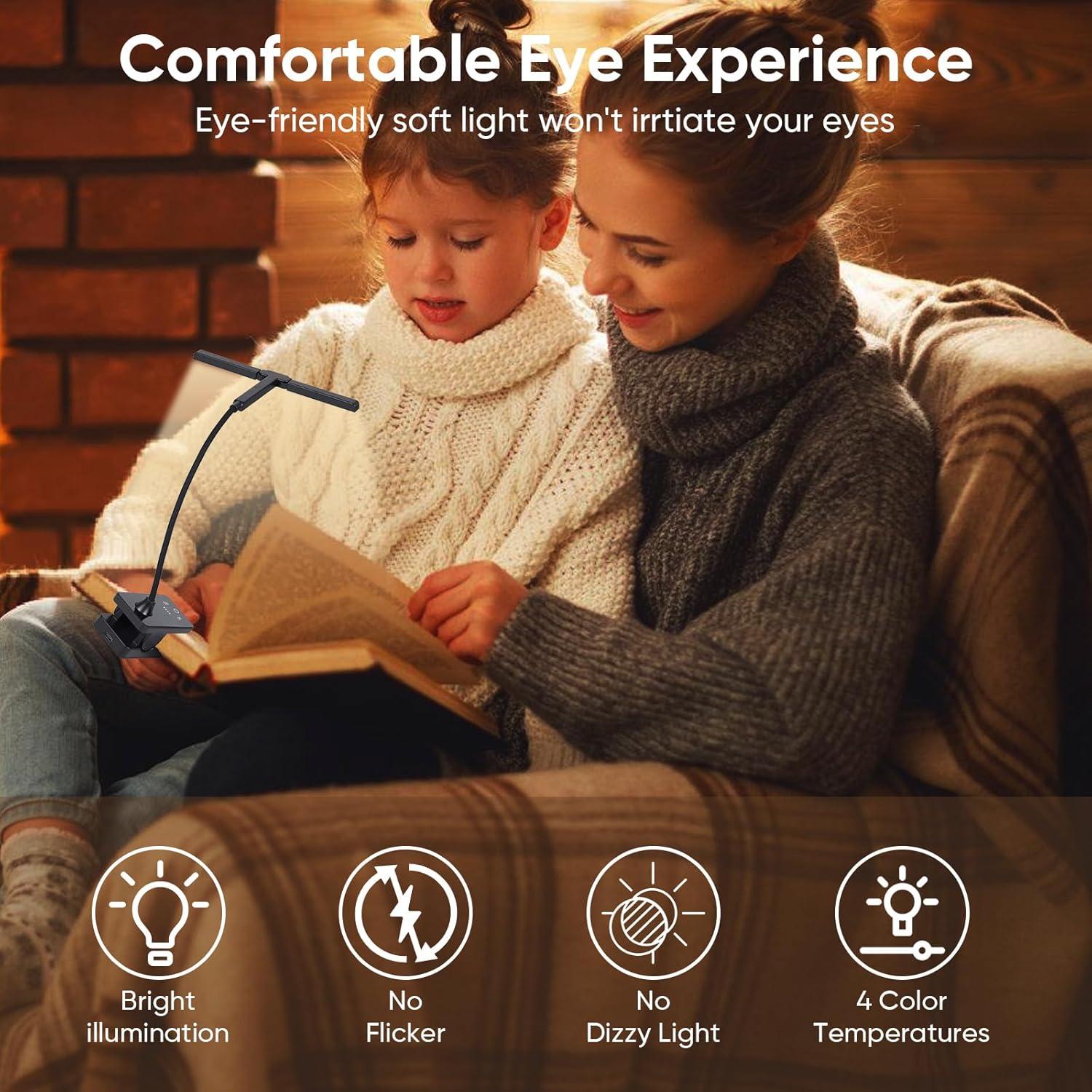 Luz de Atril Recargable Javik Tipo-C Plegable 3 Brillos Negro