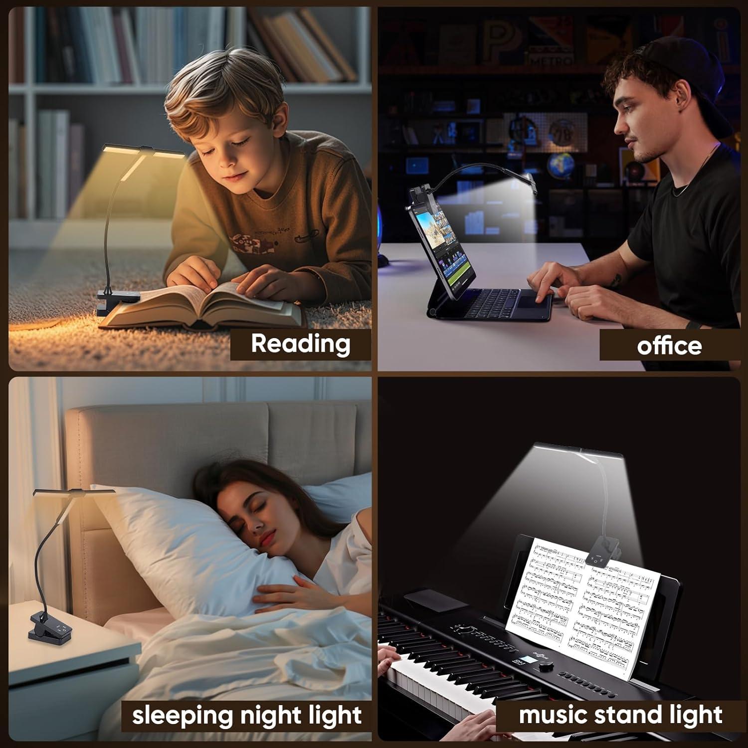 Luz de Atril Recargable Javik Tipo-C Plegable 3 Brillos Negro