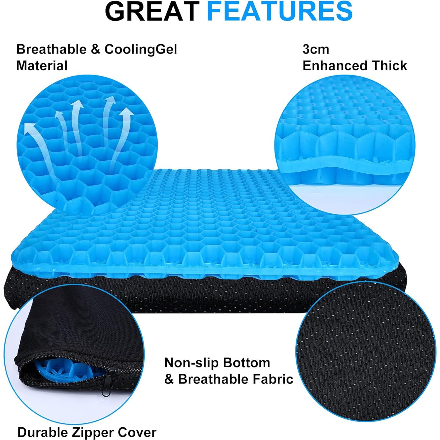 Cojín de Gel Yimiyaa para Asiento, Alivio del Dolor, Azul