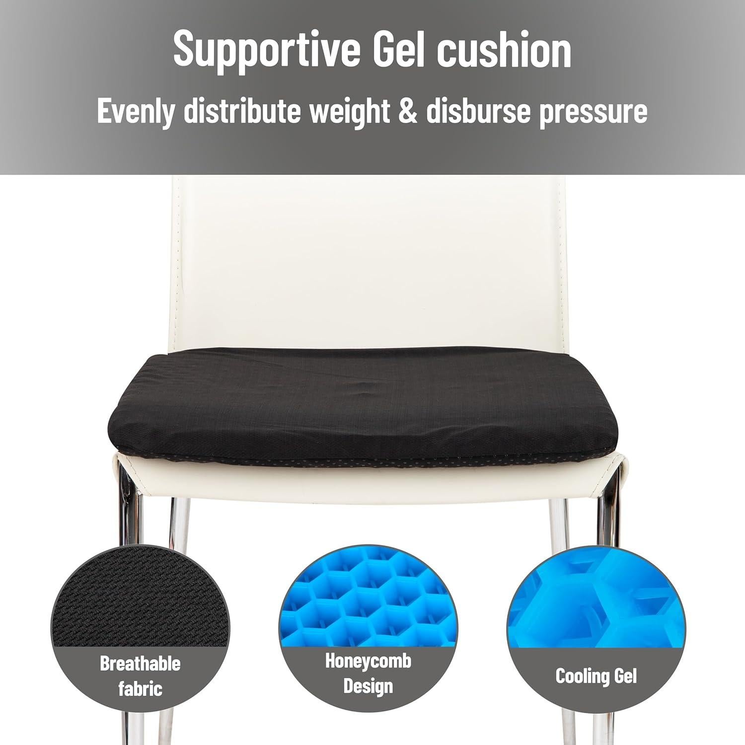 Cojín de Asiento Mind Reader Gel Ergonómico Negro 45x45 cm