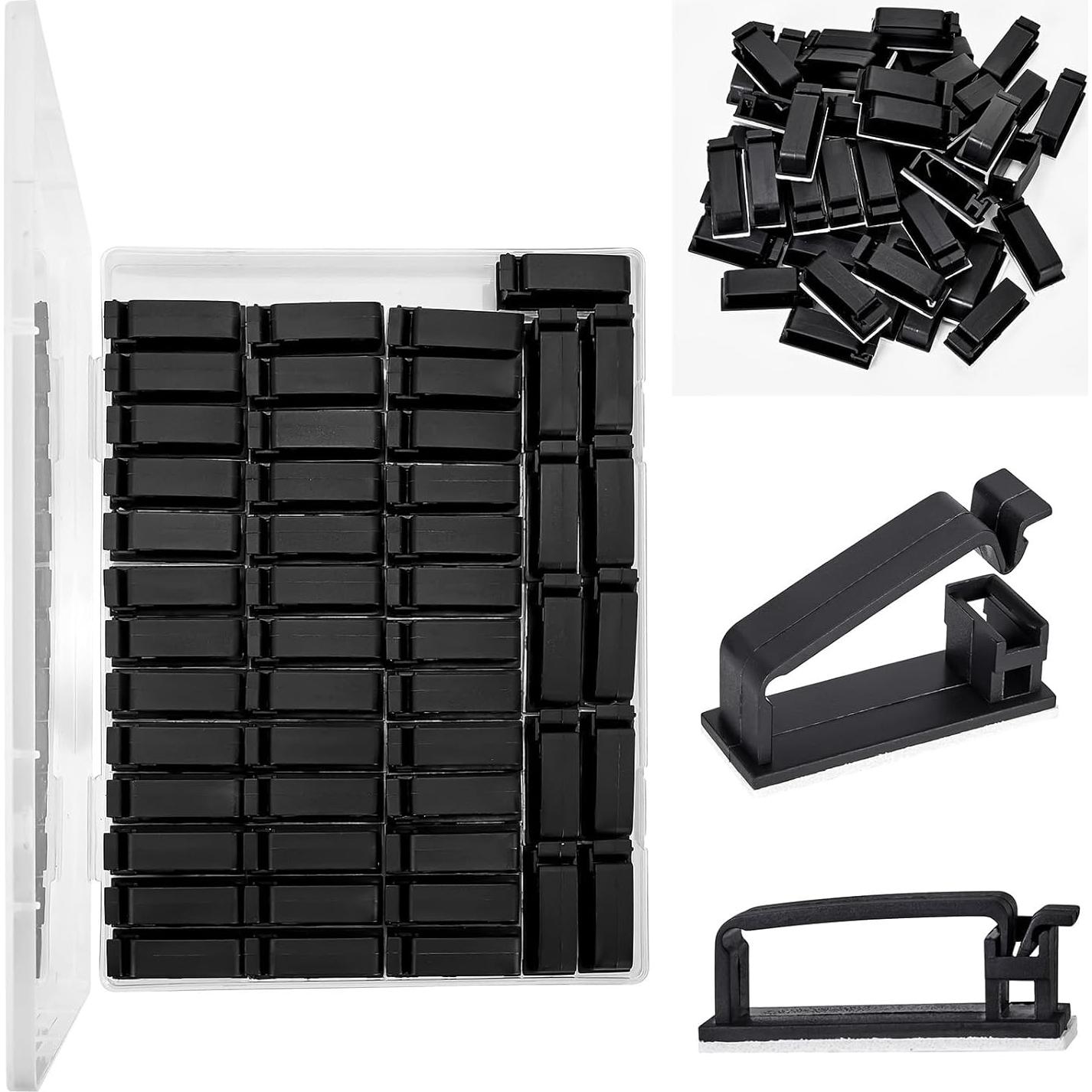 50 Clips Autoadhesivos para Gestión de Cables MOOCY Negro