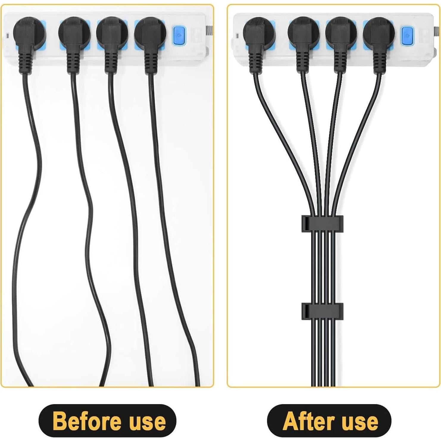 50 Clips Autoadhesivos para Gestión de Cables MOOCY Negro