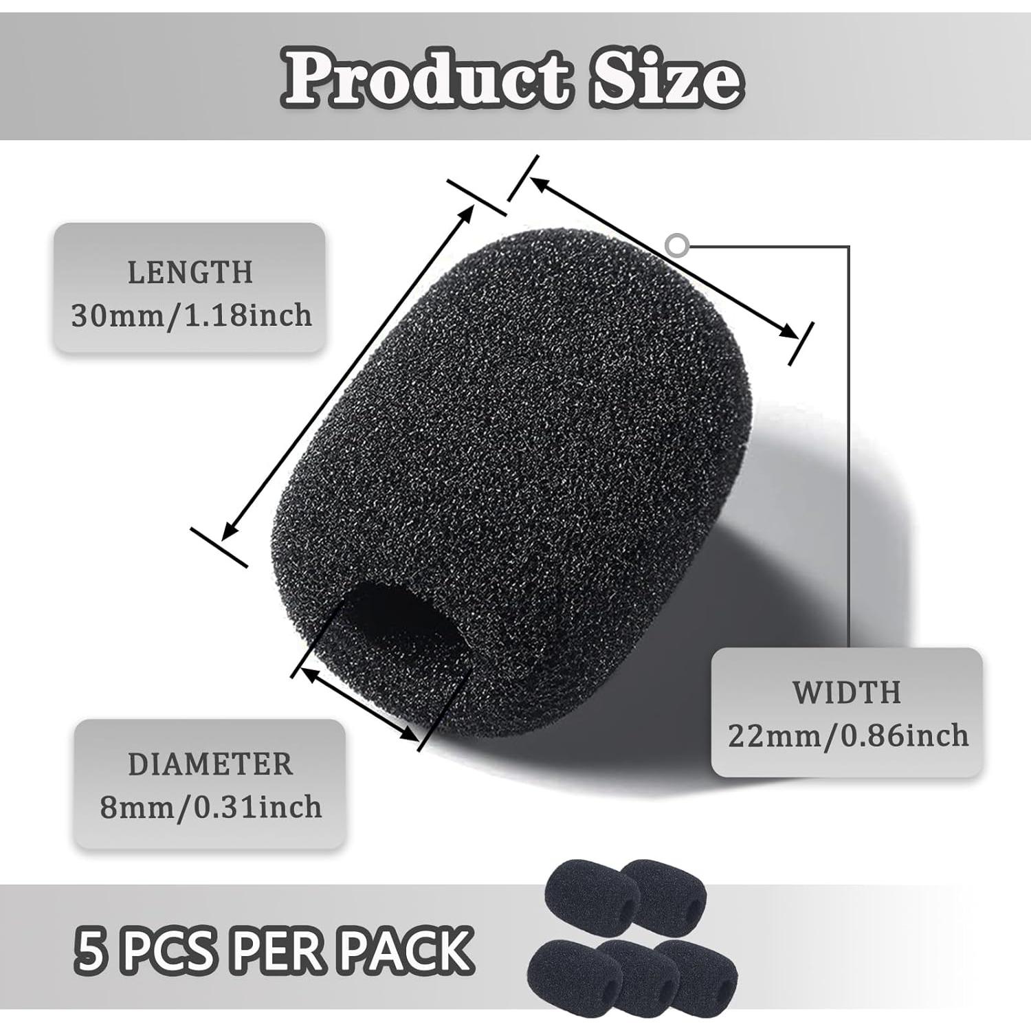Cubiertas de Micrófono de Espuma para Auriculares - 5 Piezas