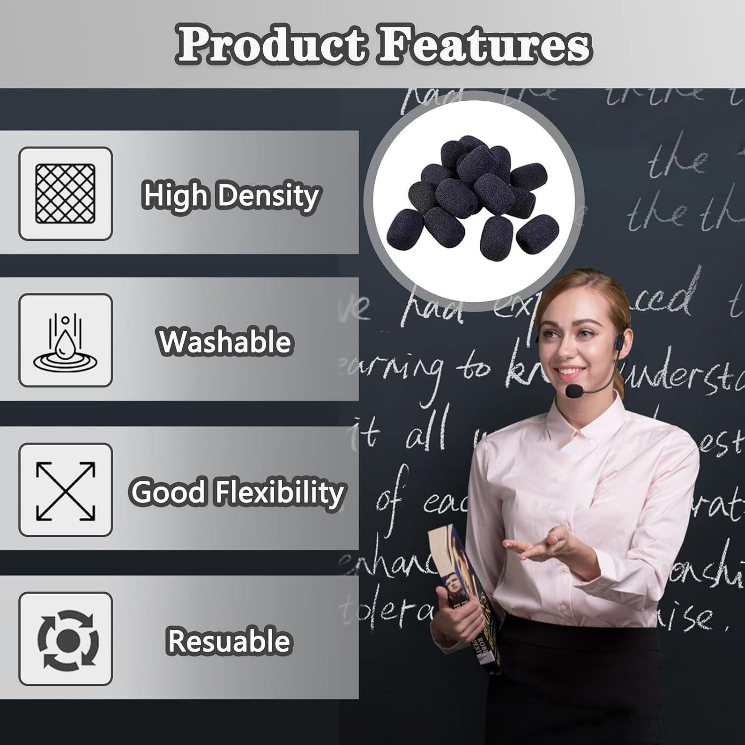 Cubiertas de Micrófono de Espuma para Auriculares - 5 Piezas