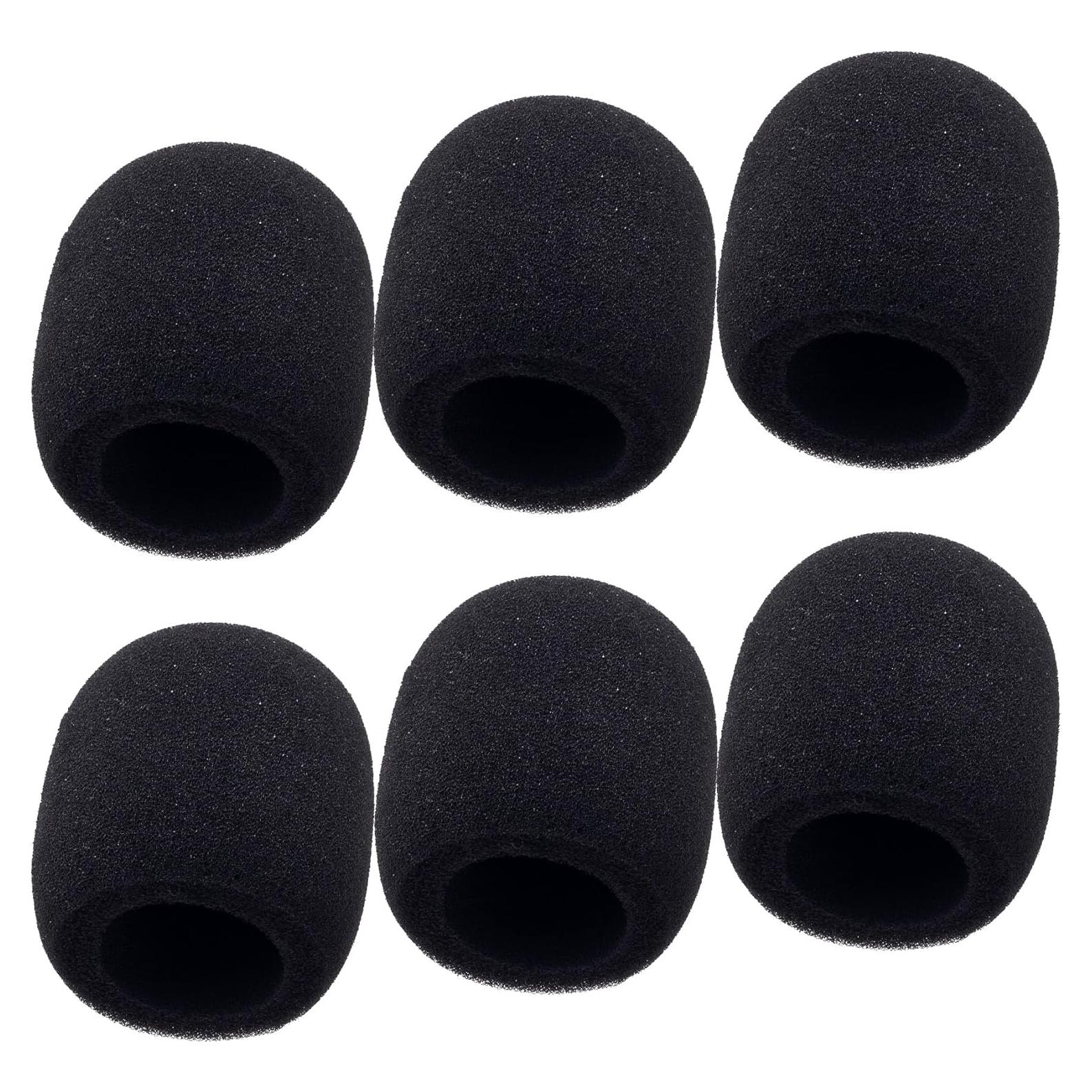 6 Fundas de Espuma para Micrófono STSTR Negras 7.4x6.5cm