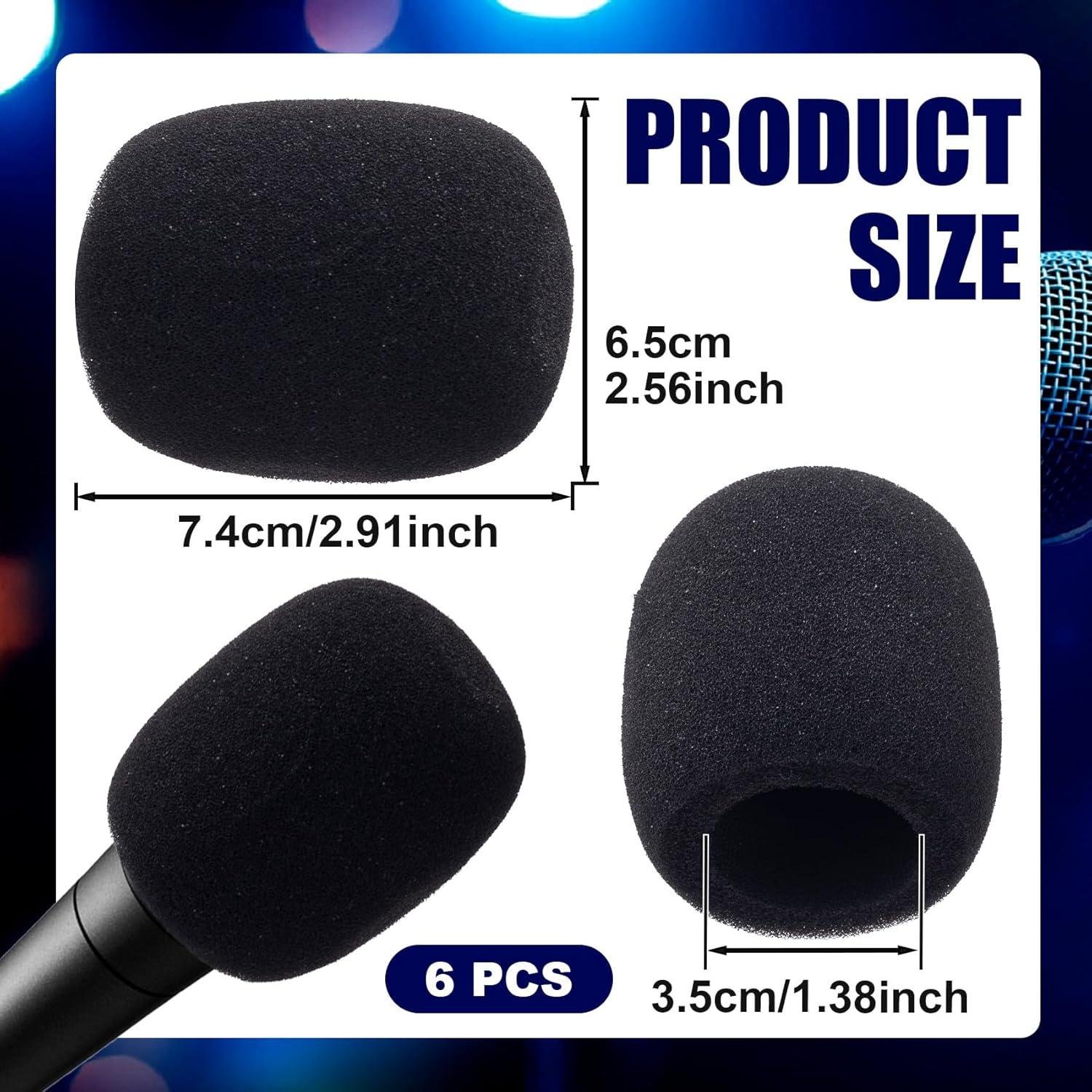 6 Fundas de Espuma para Micrófono STSTR Negras 7.4x6.5cm