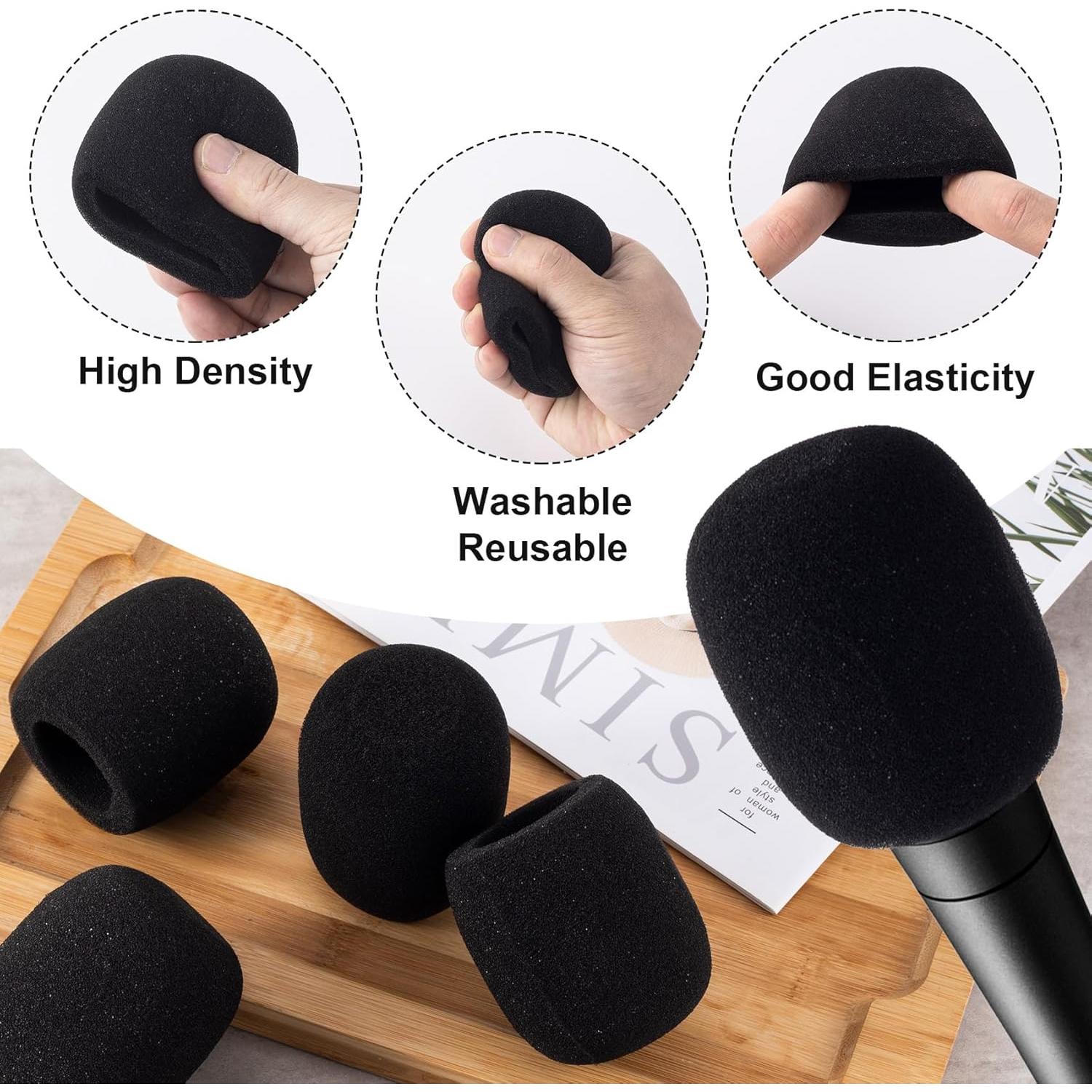 6 Fundas de Espuma para Micrófono STSTR Negras 7.4x6.5cm