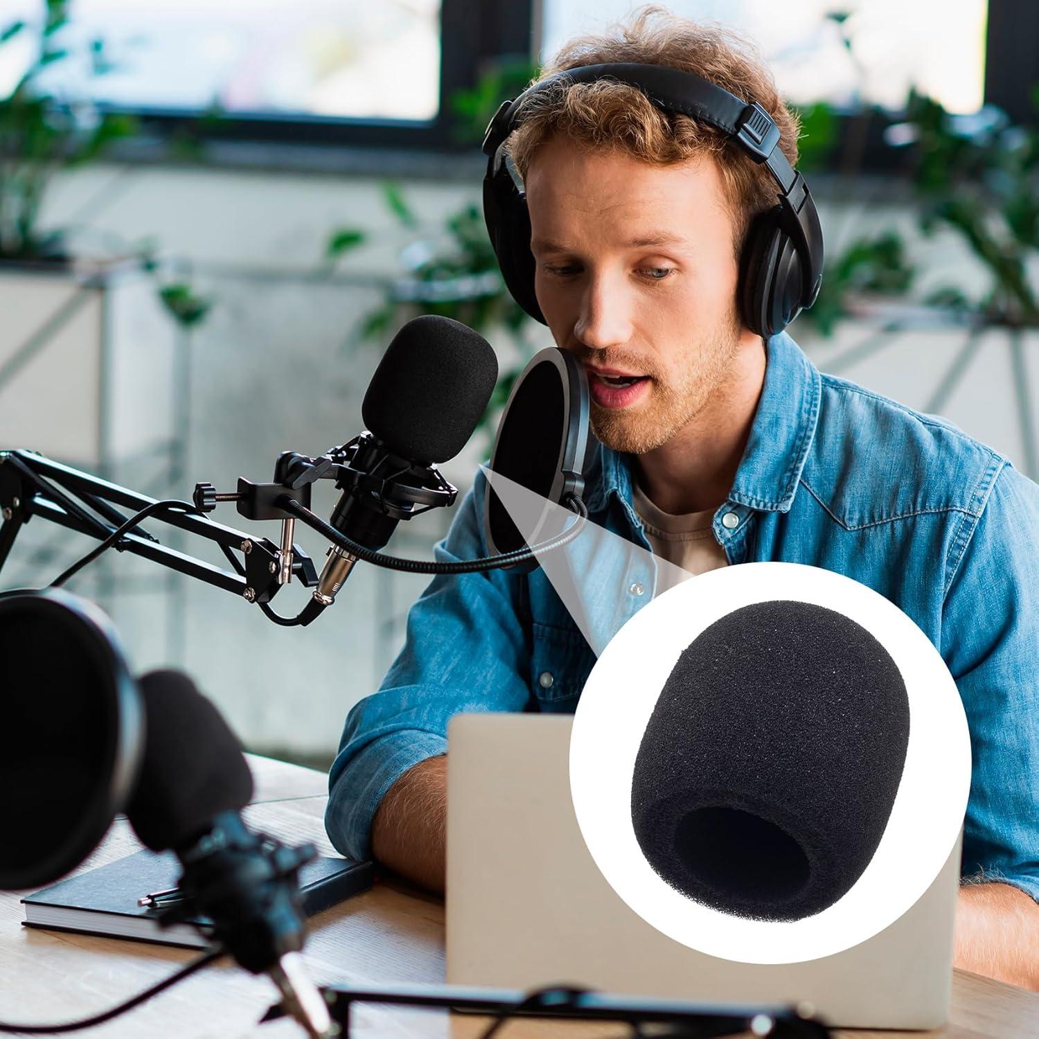 6 Fundas de Espuma para Micrófono STSTR Negras 7.4x6.5cm