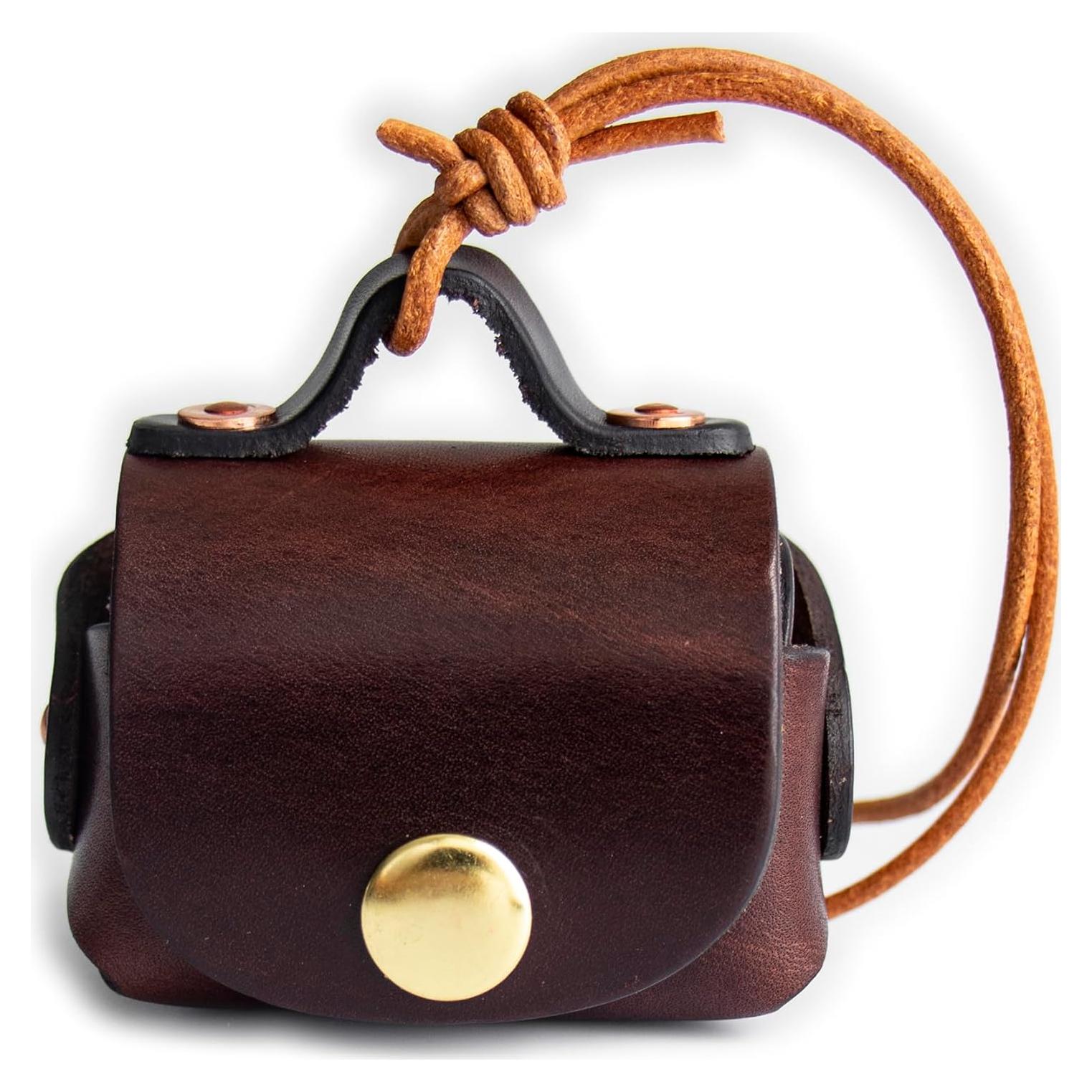 Estuche de Auriculares de Cuero Vintage Yanfang - Café