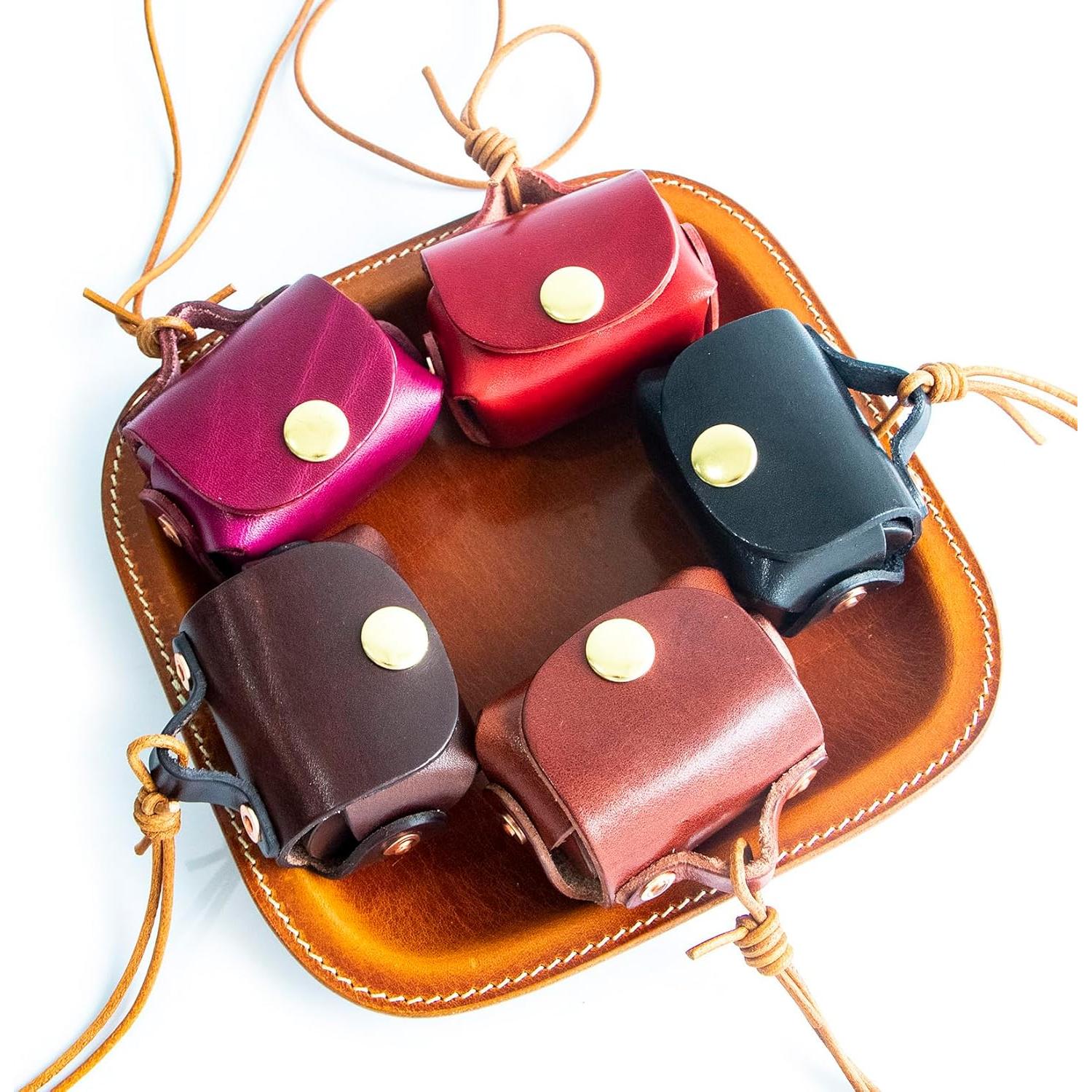 Estuche de Auriculares de Cuero Vintage Yanfang - Café