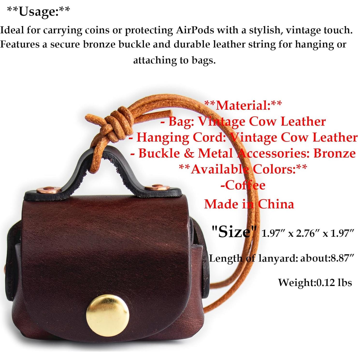 Estuche de Auriculares de Cuero Vintage Yanfang - Café