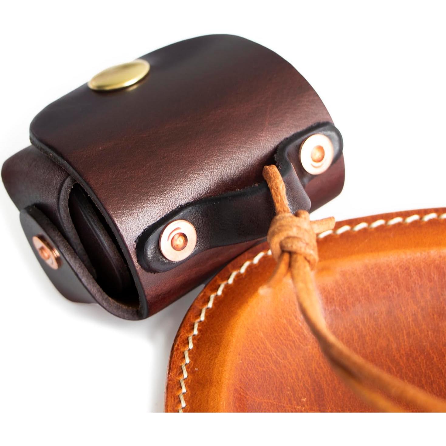 Estuche de Auriculares de Cuero Vintage Yanfang - Café