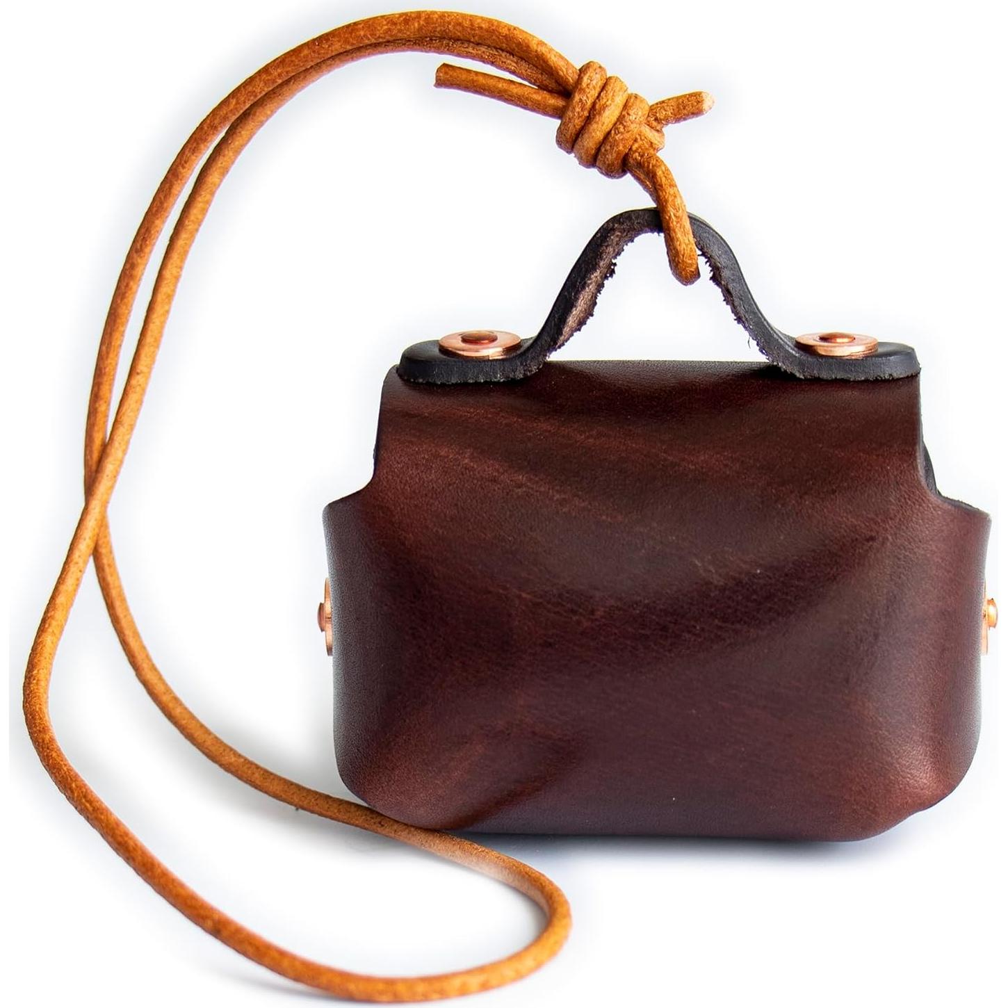 Estuche de Auriculares de Cuero Vintage Yanfang - Café