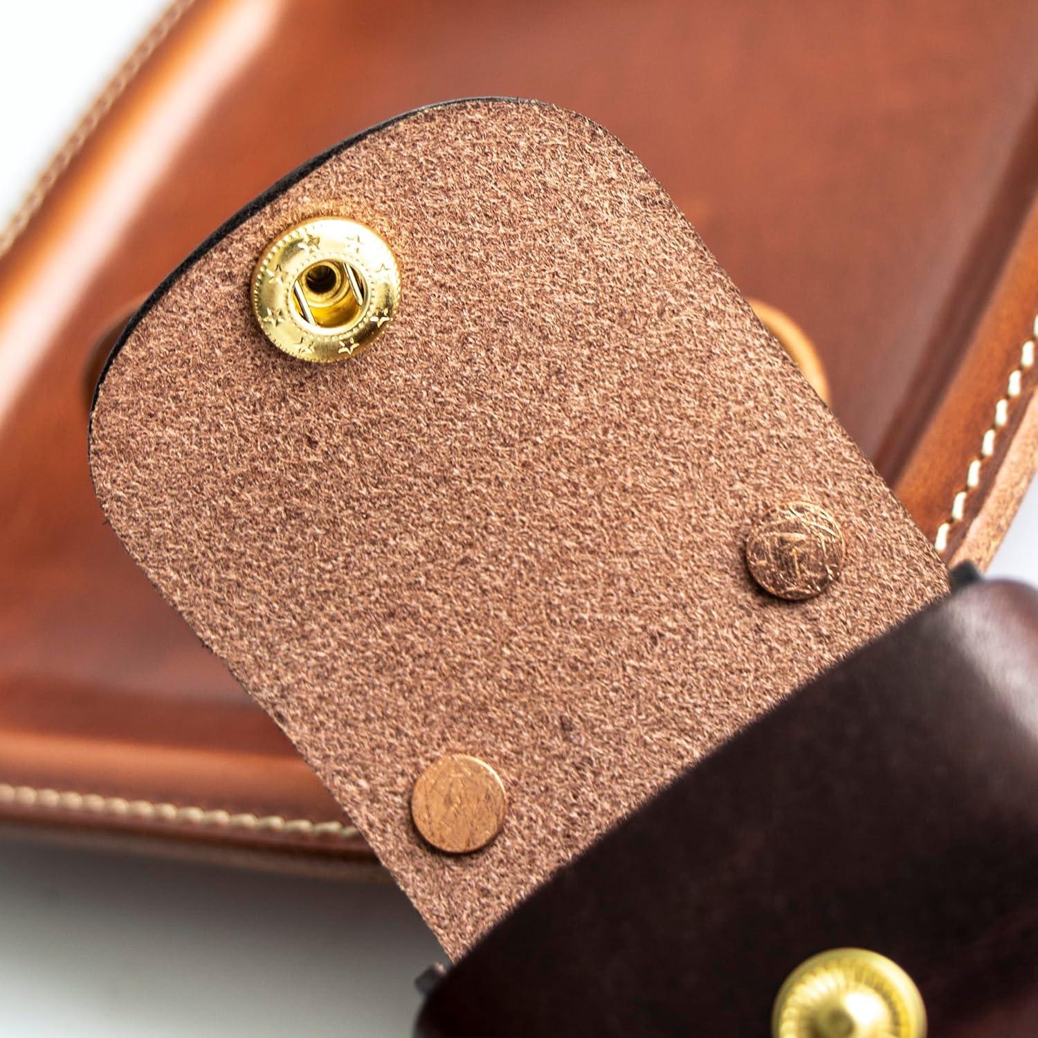 Estuche de Auriculares de Cuero Vintage Yanfang - Café