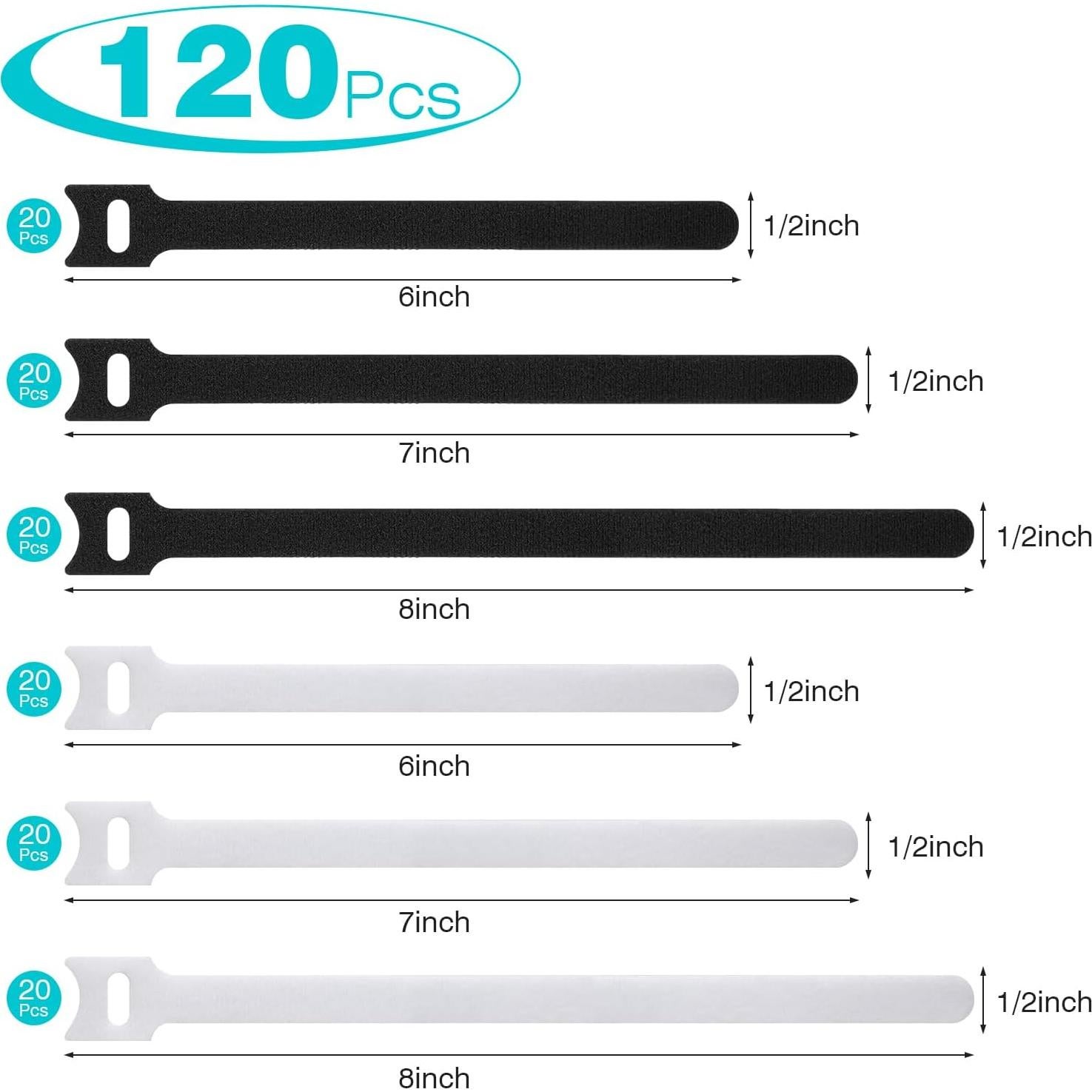 120 Bridas Reutilizables para Cables SAISN Nylon 15-20 cm
