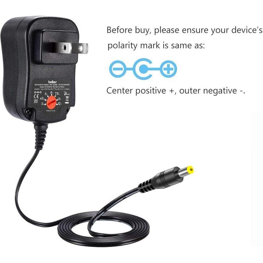 Adaptador de Voltaje Ajustable Belker 12W AC/DC 3-12V