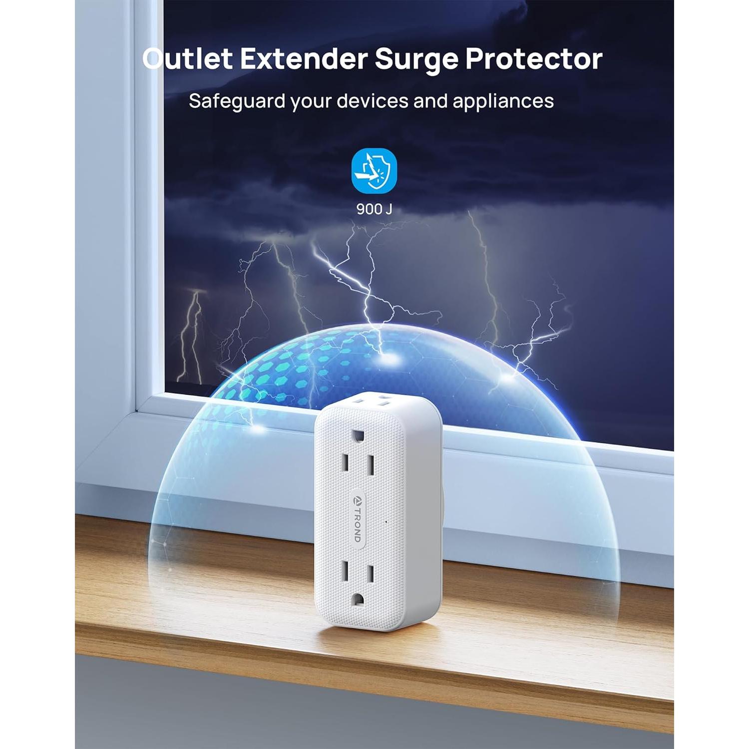 Extensor de Enchufe Rotatorio TROND 4 AC 900J Blanco