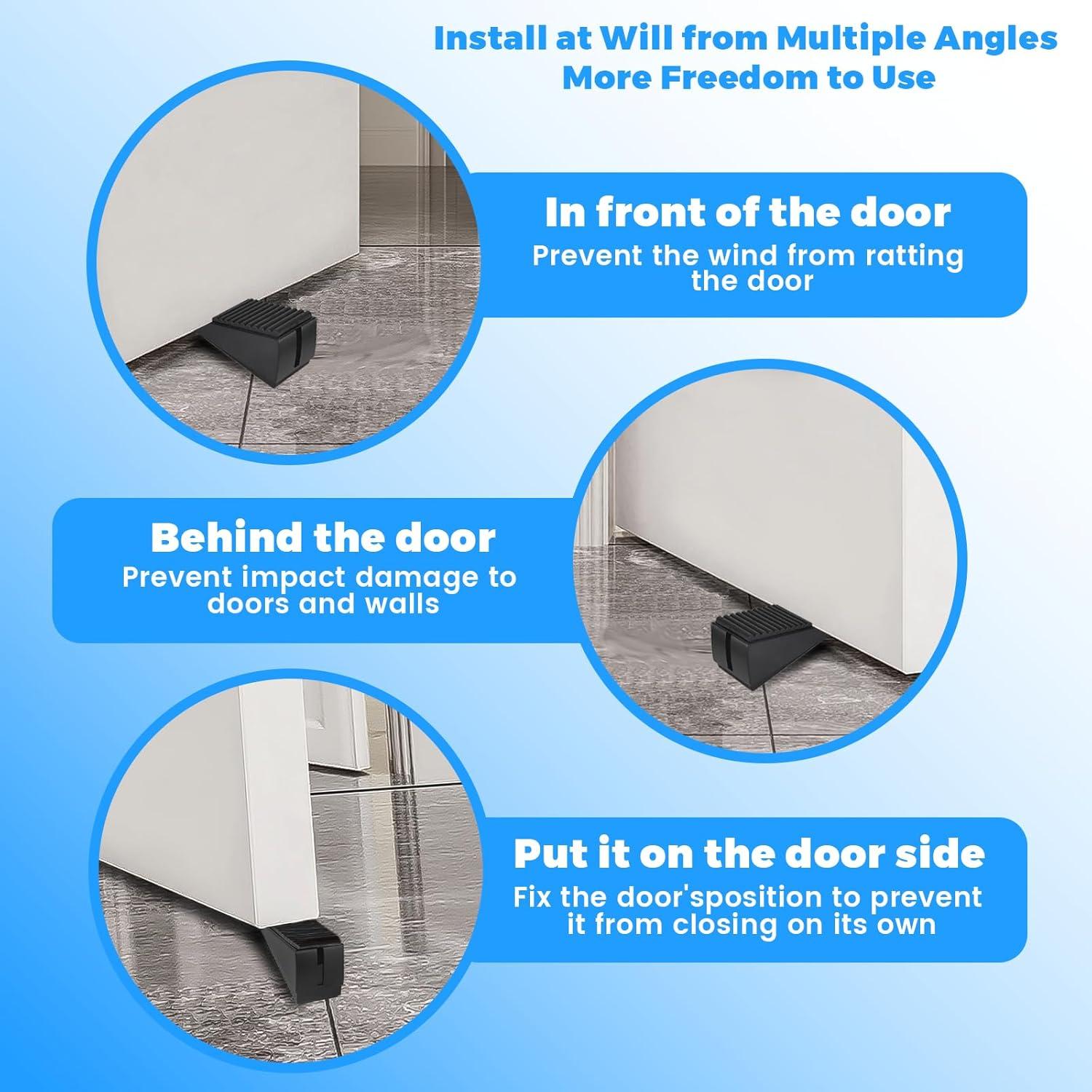 Topes de puerta LawnLegend de goma negra, 1 paquete, antideslizante