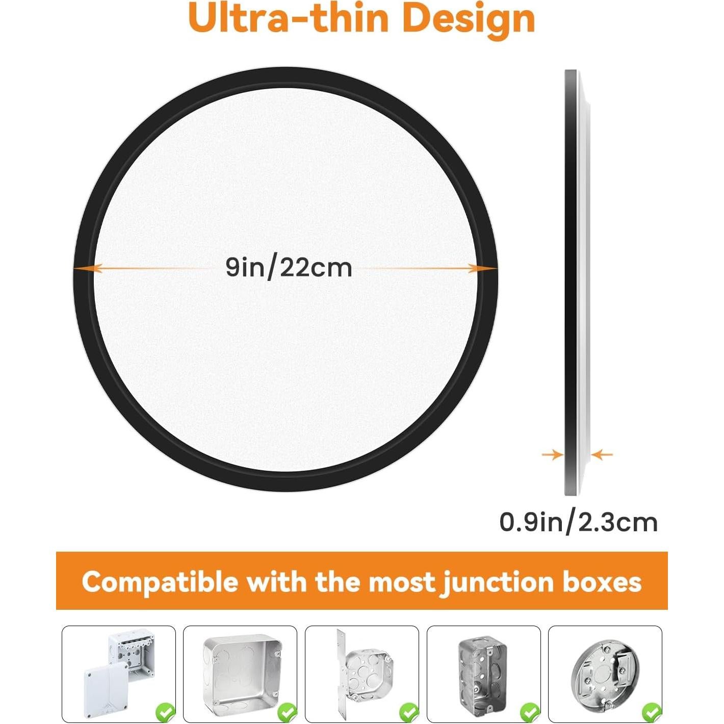 4 Lámparas de Techo LED Empotradas Slochi 24W 5000K Negra