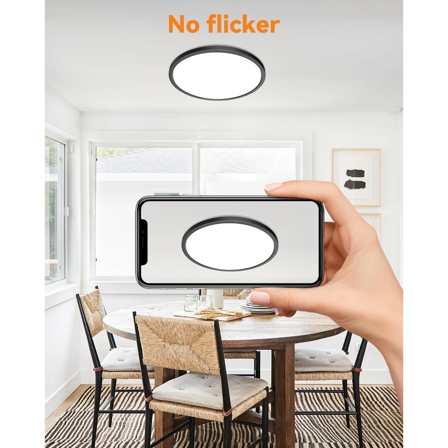 4 Lámparas de Techo LED Empotradas Slochi 24W 5000K Negra