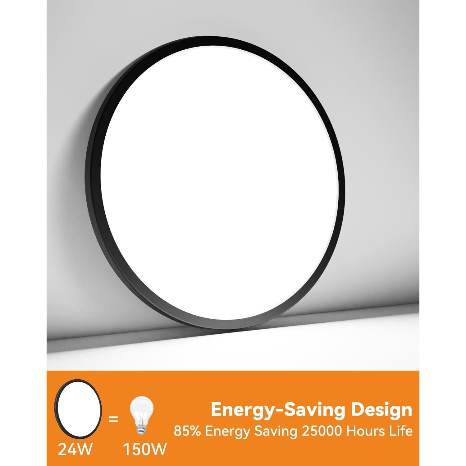 4 Lámparas de Techo LED Empotradas Slochi 24W 5000K Negra