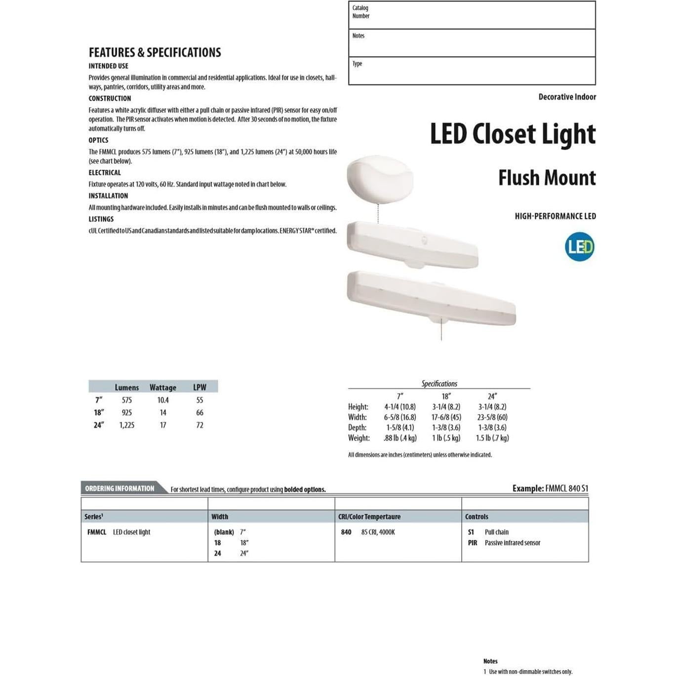 Luz LED de Montaje en Superficie Lithonia FMMCL 4000K 17.78cm