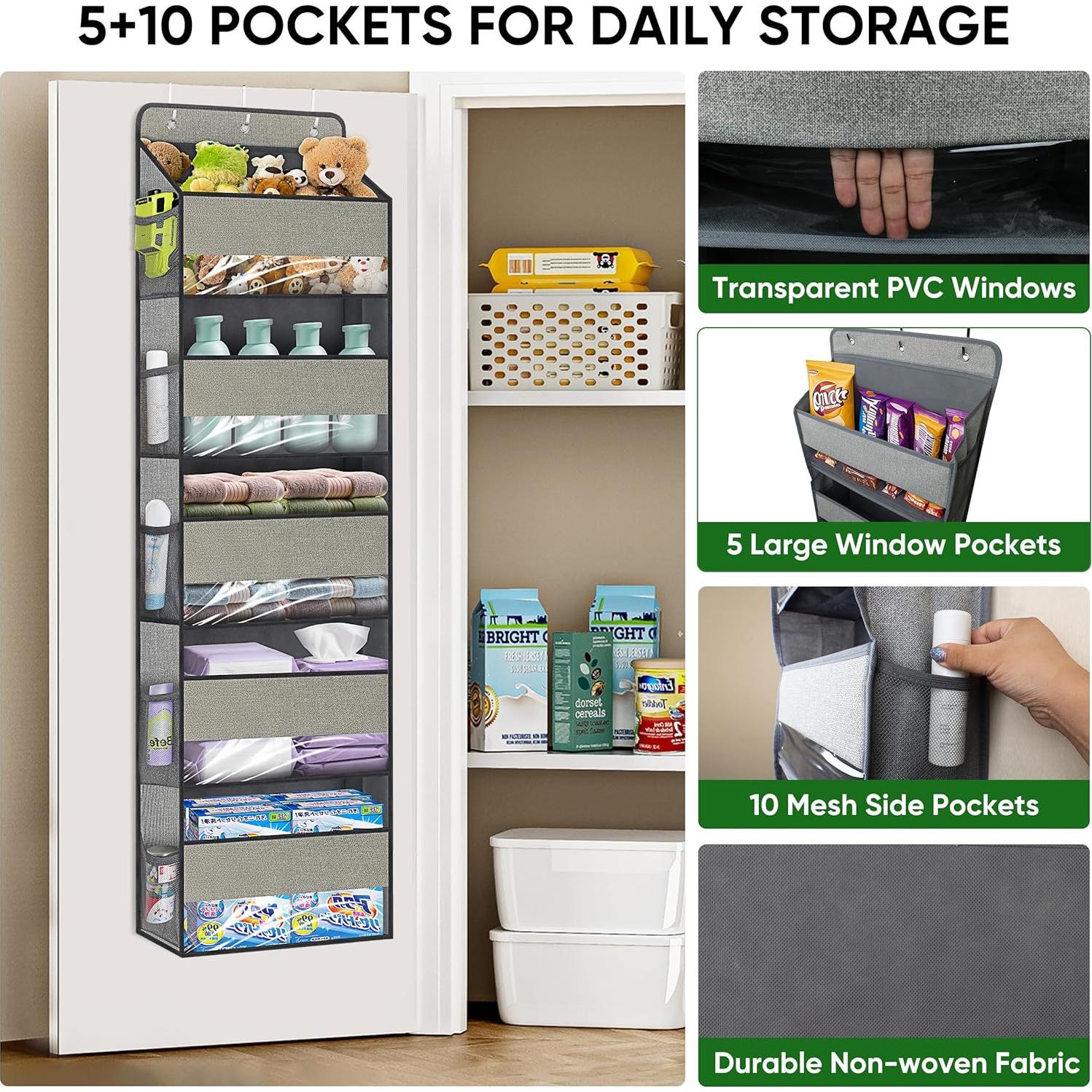 Organizador Colgante sobre la Puerta Jedqlnye 5 Estantes 20 kg Gris