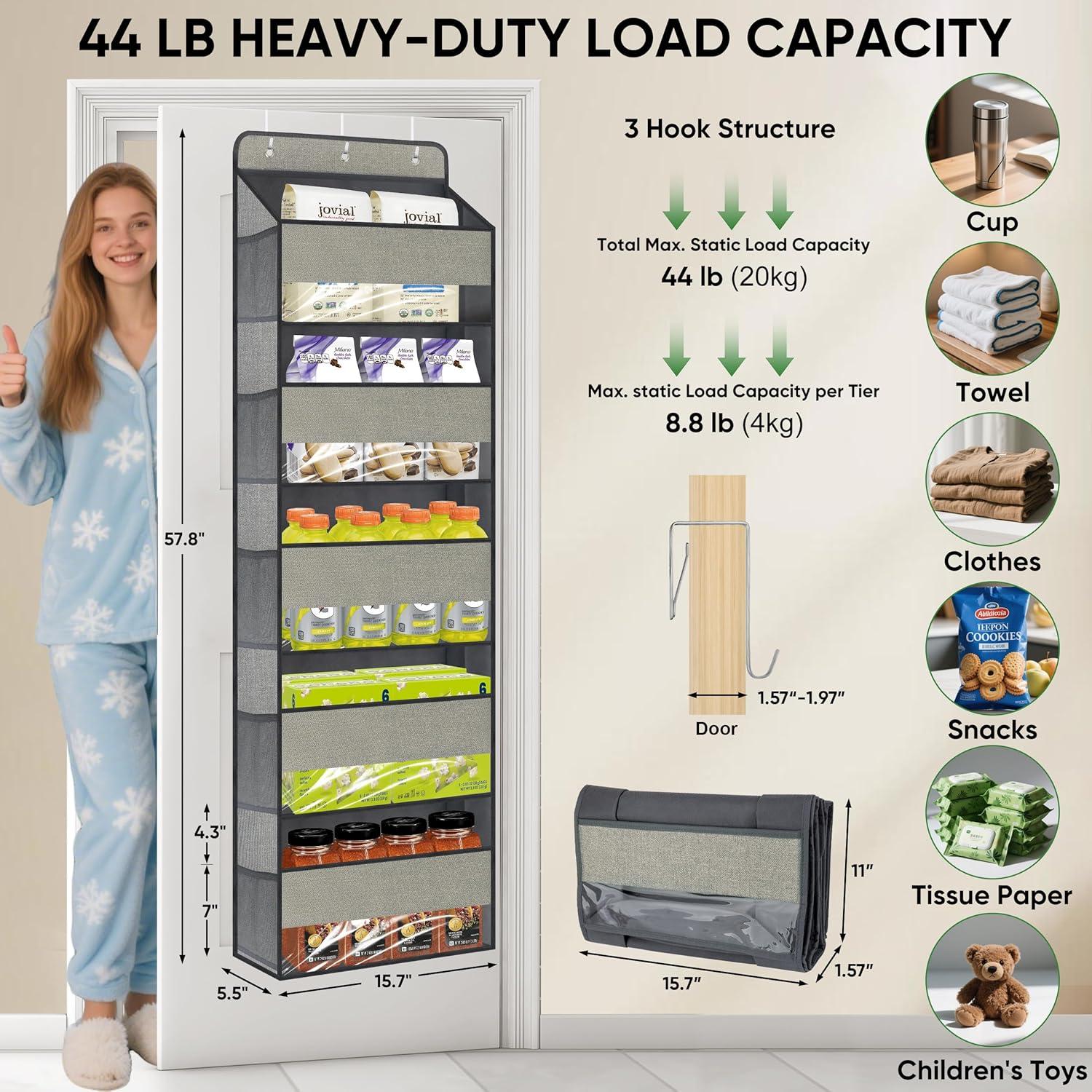 Organizador Colgante sobre la Puerta Jedqlnye 5 Estantes 20 kg Gris