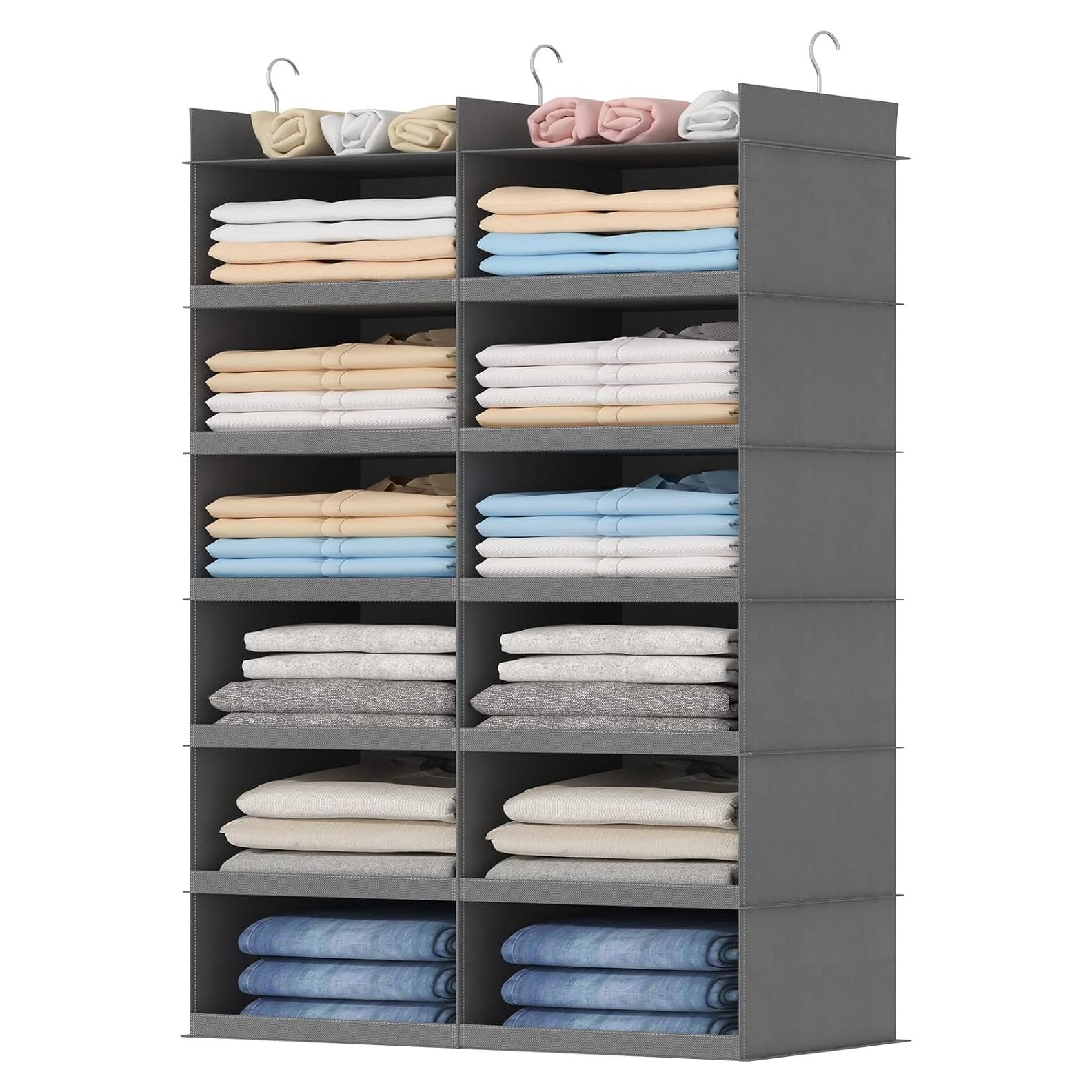Organizador de Closet Colgante Lifewit 6 Niveles Gris 12 Compartimentos