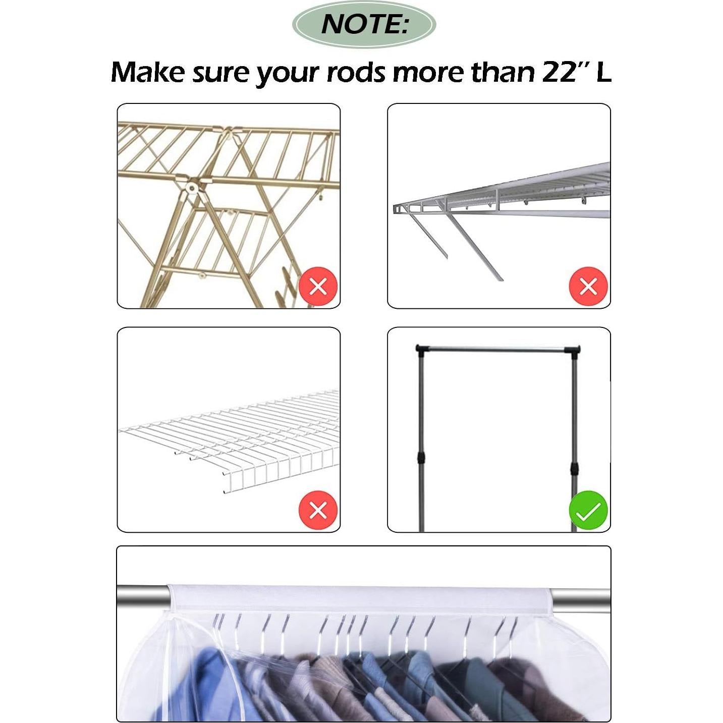 Bolsas de Ropa Colgantes KEETDY 109 cm Transparente con Ventana