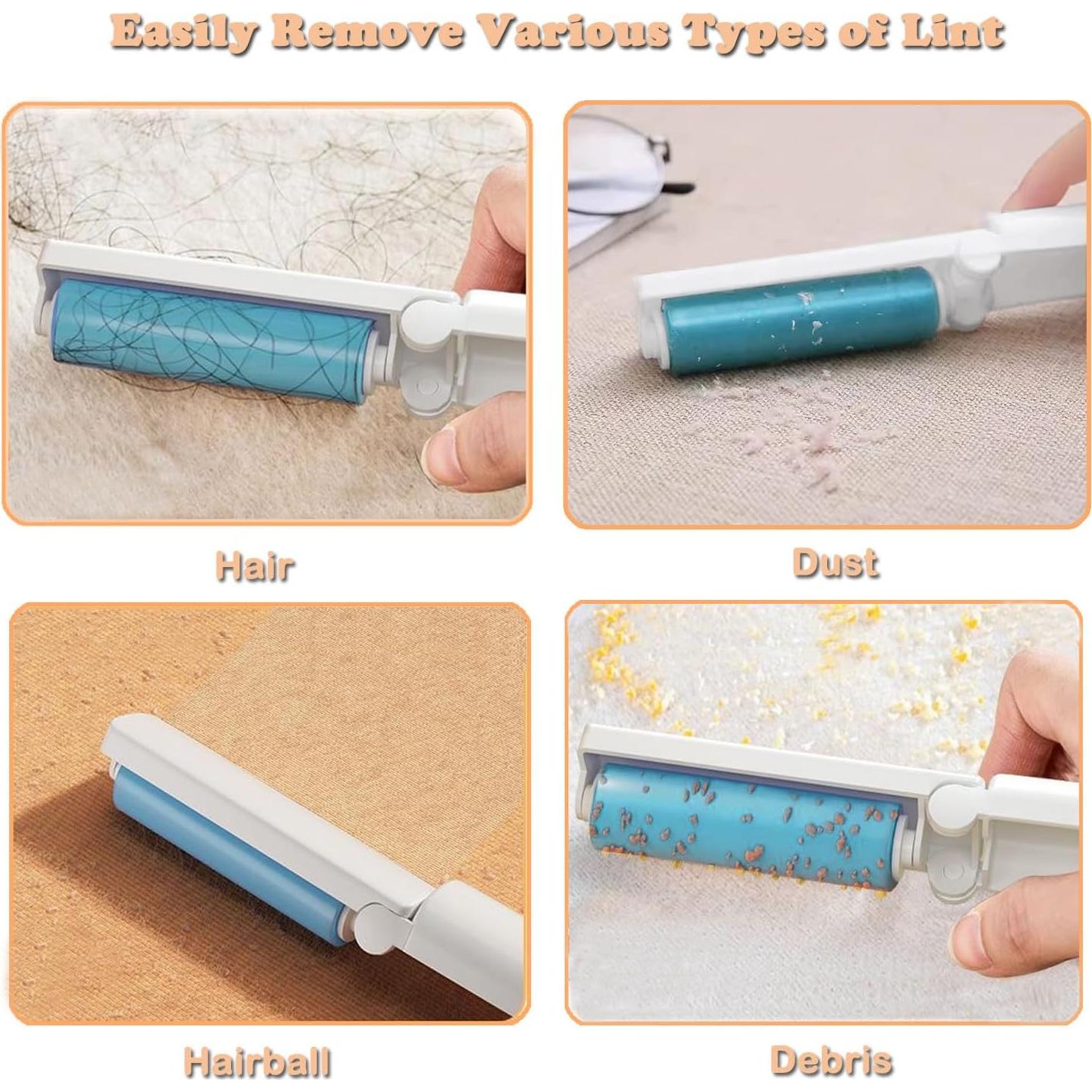 Mini Rodillo Quitapelusas Reutilizable AEHKLCP - 8 Piezas Azul