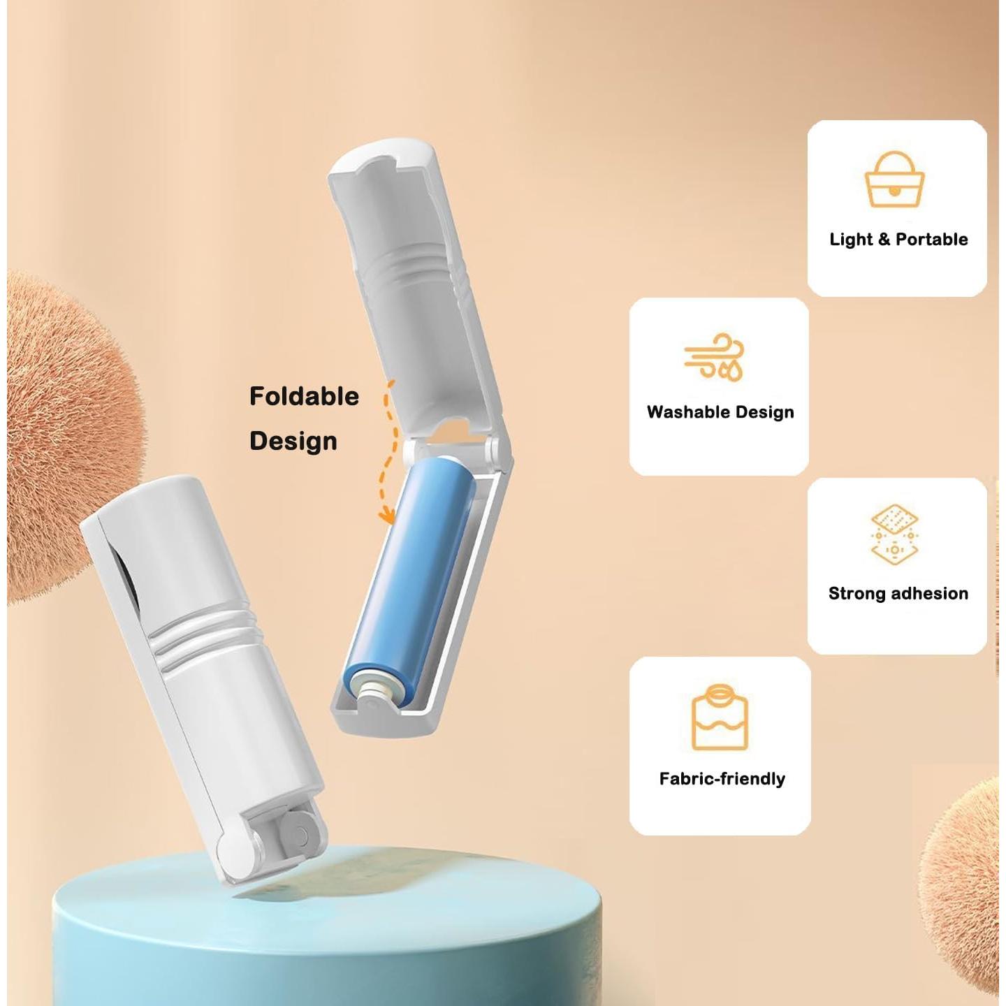 Mini Rodillo Quitapelusas Reutilizable AEHKLCP - 8 Piezas Azul