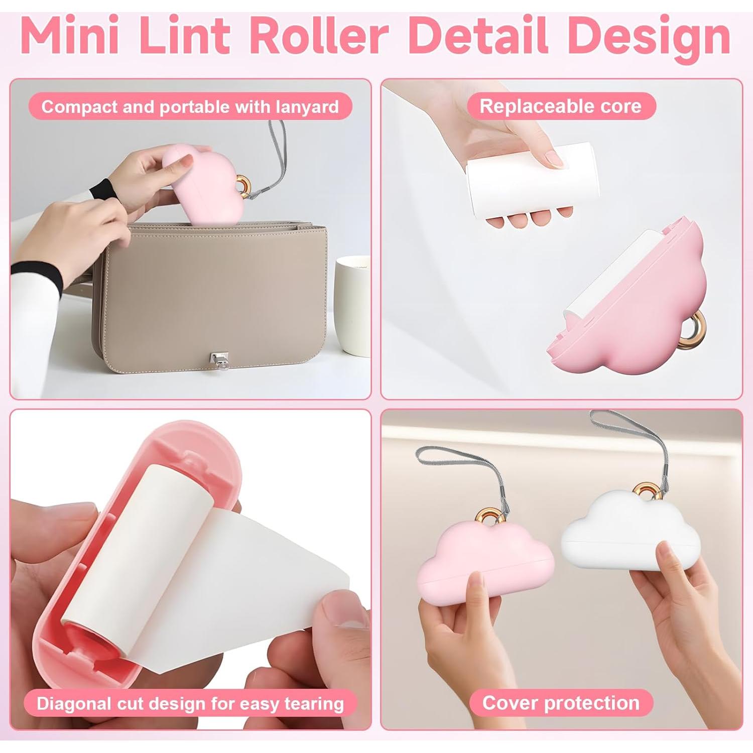 Mini Rodillo Quitapelusas Reutilizable Sunbrnhome Rosa 150 Hojas