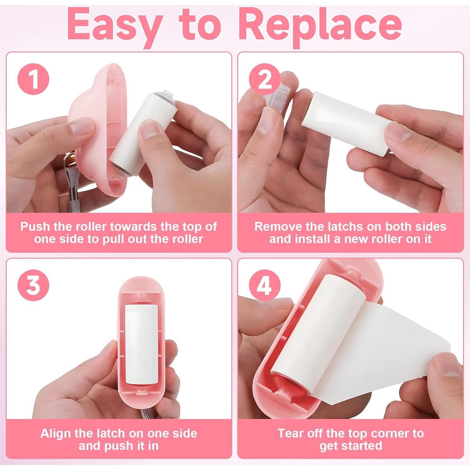 Mini Rodillo Quitapelusas Reutilizable Sunbrnhome Rosa 150 Hojas