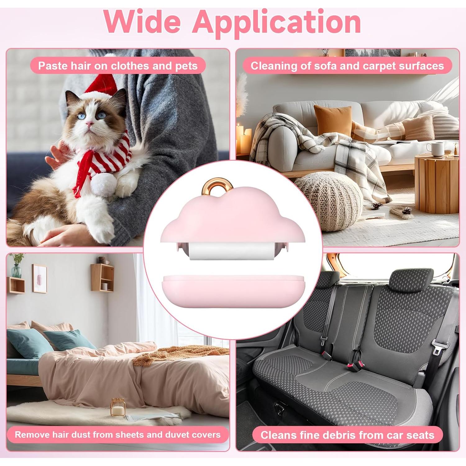 Mini Rodillo Quitapelusas Reutilizable Sunbrnhome Rosa 150 Hojas