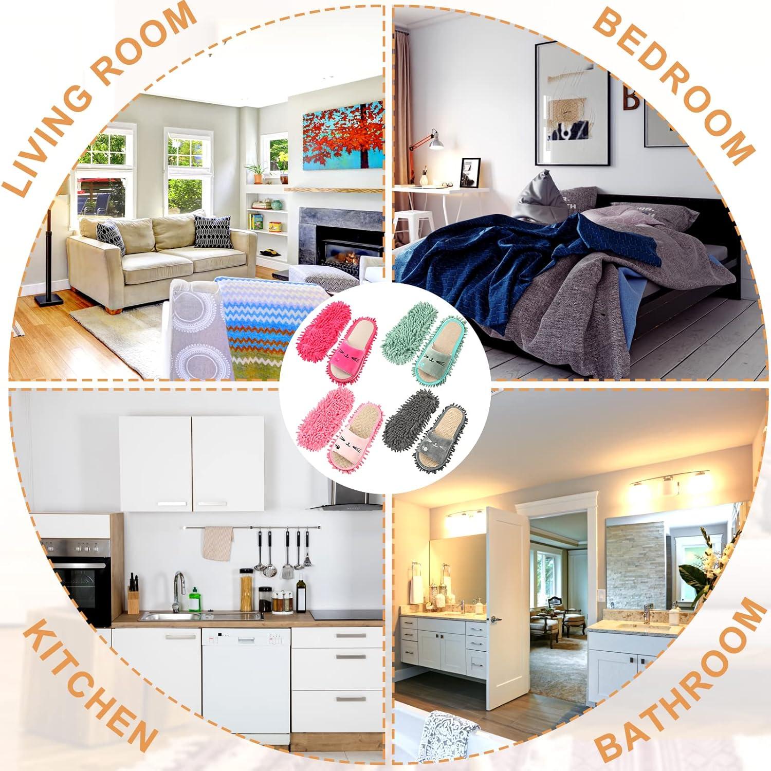 Zapatillas de Mopa Lavables Wesiti 4 Pares Microfibra Medianas