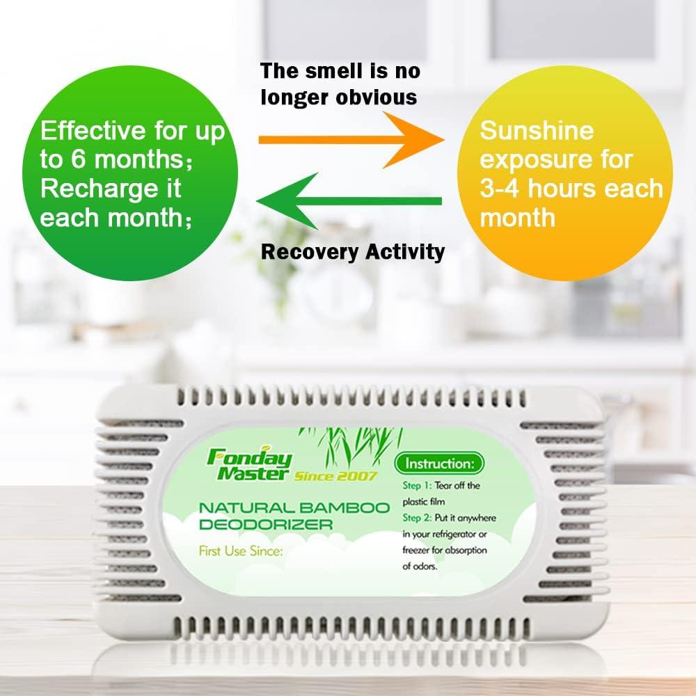 Desodorante de Refrigerador Fonday 4 Paquetes Carbón de Bambú