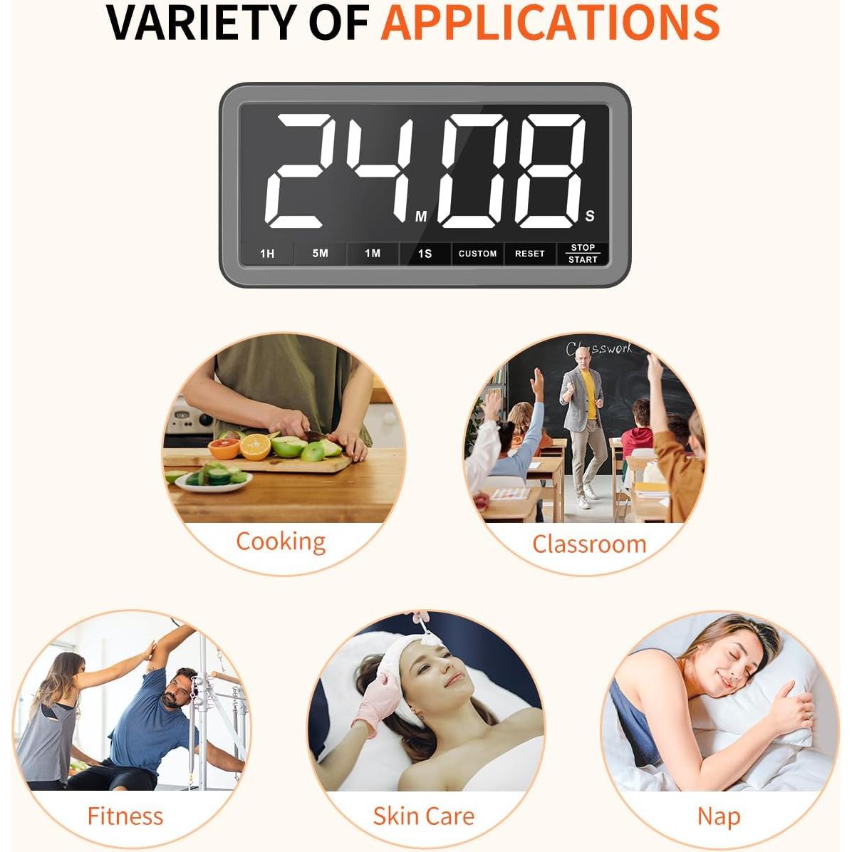 Temporizador Digital VOCOO 7.8" LED Magnético 4 Alarmas