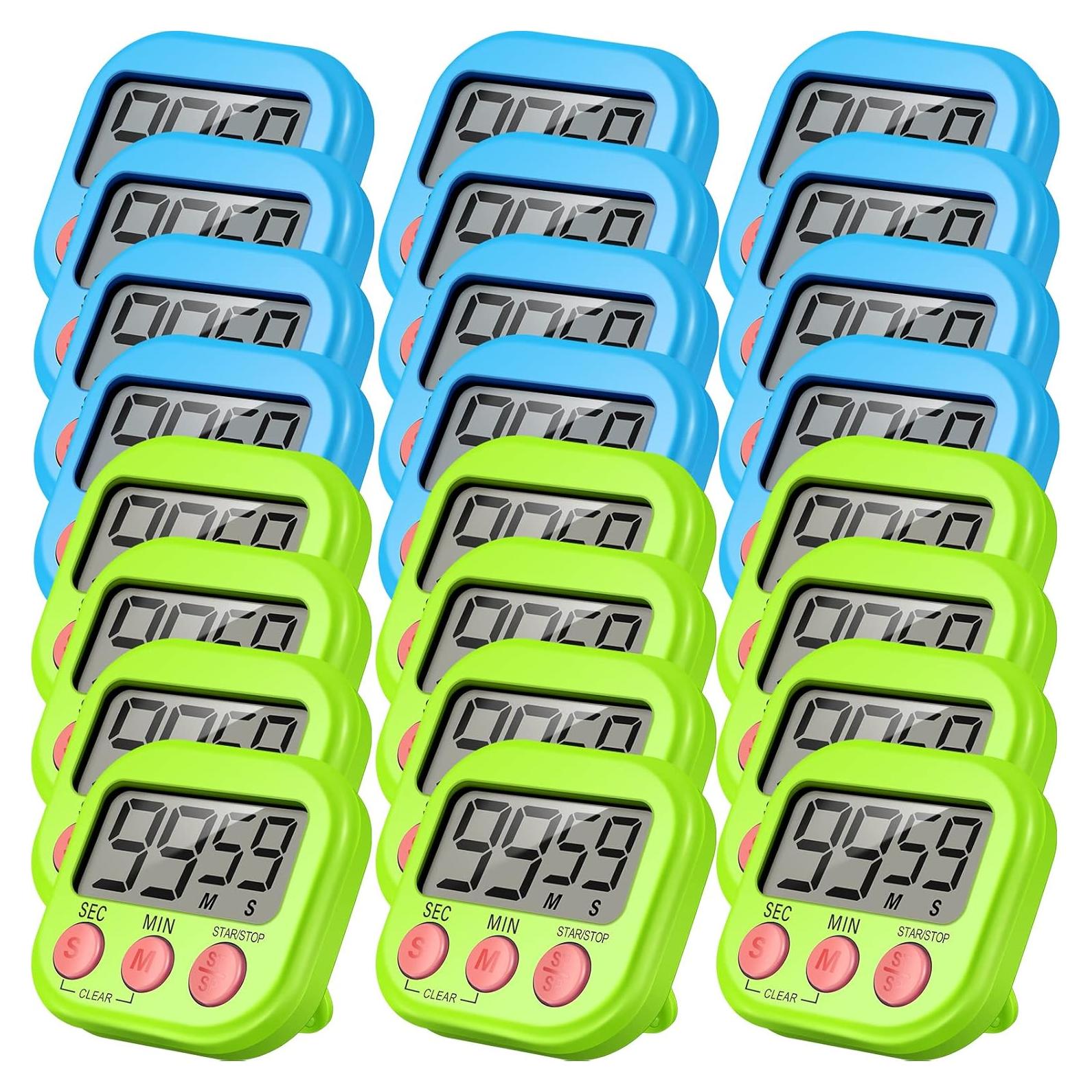 Temporizadores Digitales de Cocina Weewooday 24 Pcs Azul Verde
