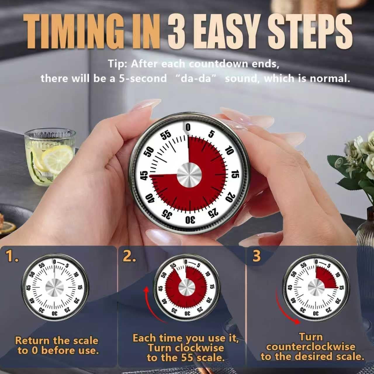 Temporizador de Cocina Mecánico Accoglie Blanco 0-60 Minutos