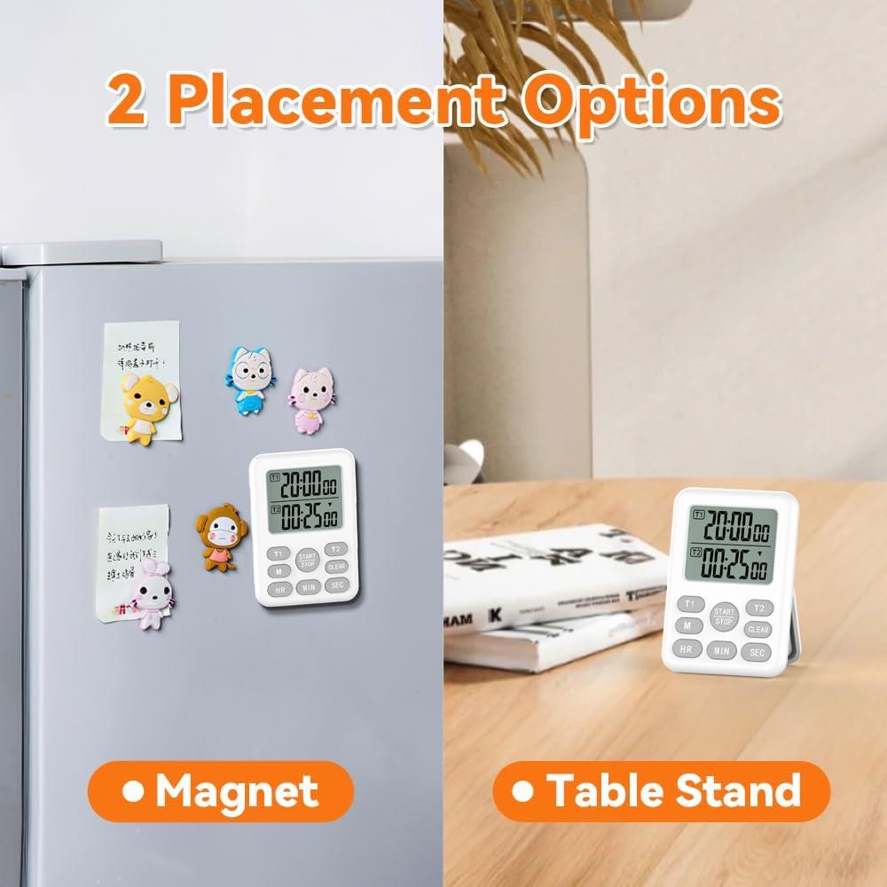 Temporizador de Cocina Digital Doble Laxmara - 2 Canales, Alarma Ajustable