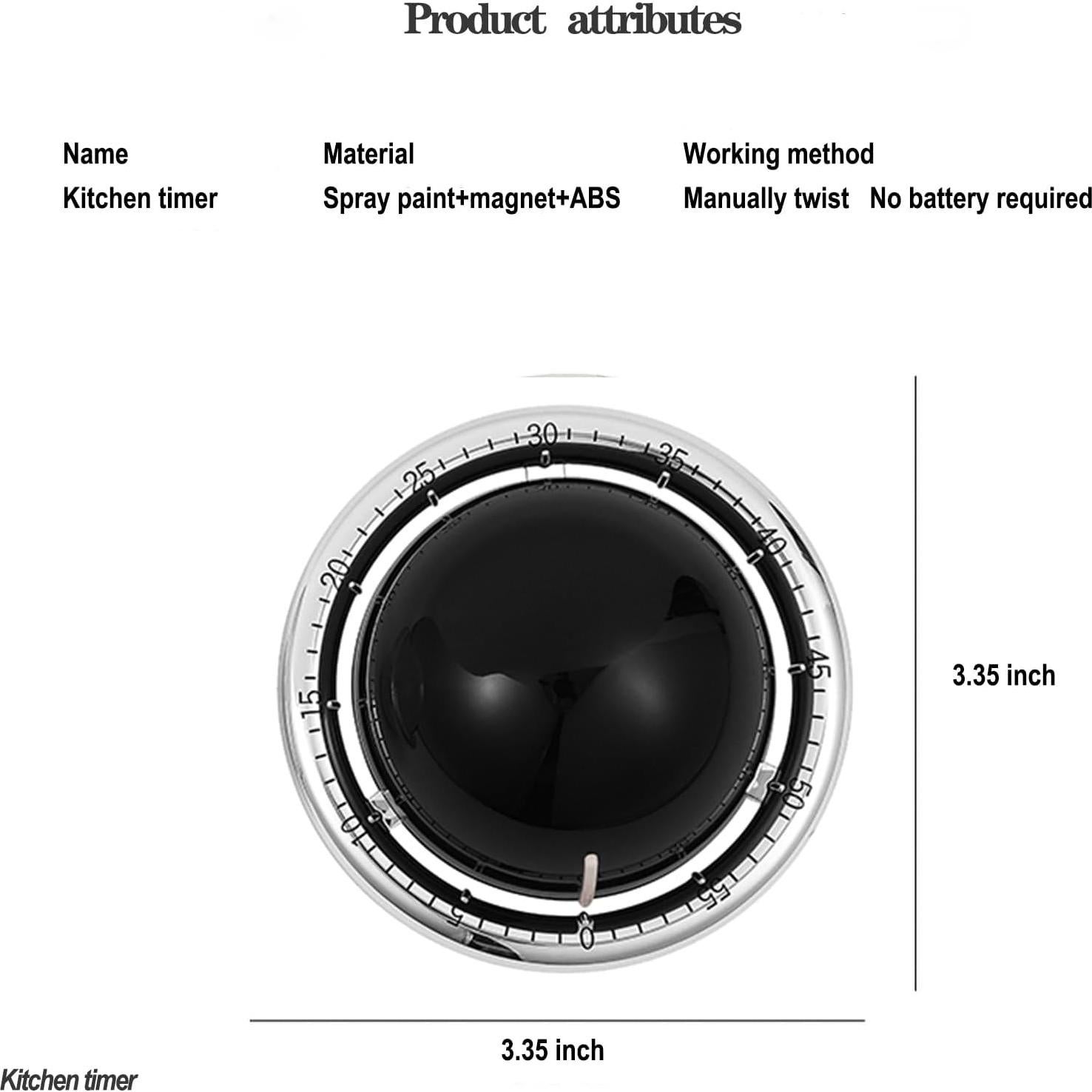 Temporizador de Cocina Mecánico LingLance 60 Minutos Magnético Negro