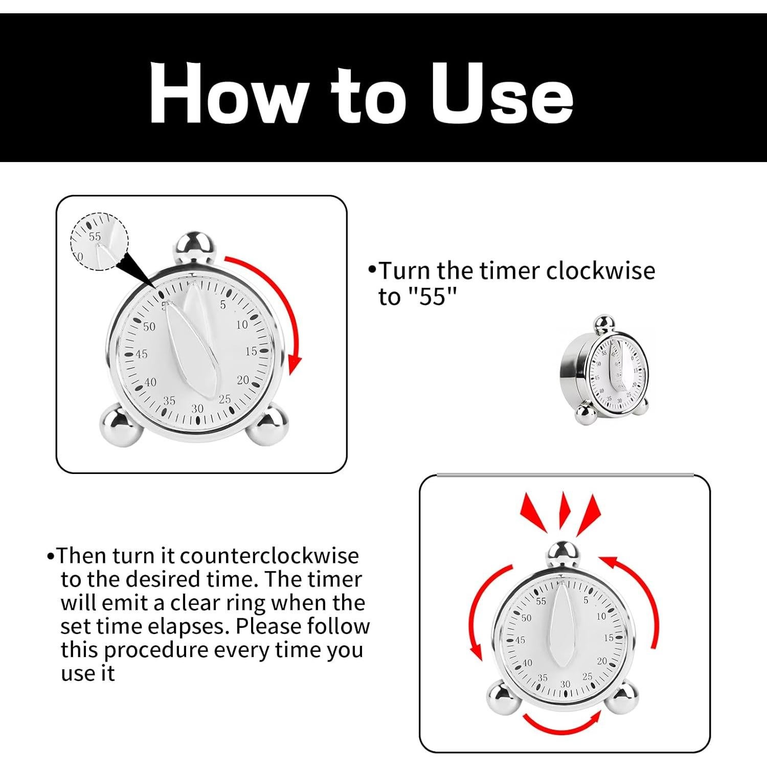 Temporizador Mecánico YAFIYGI 60 Minutos Visual Sin Baterías