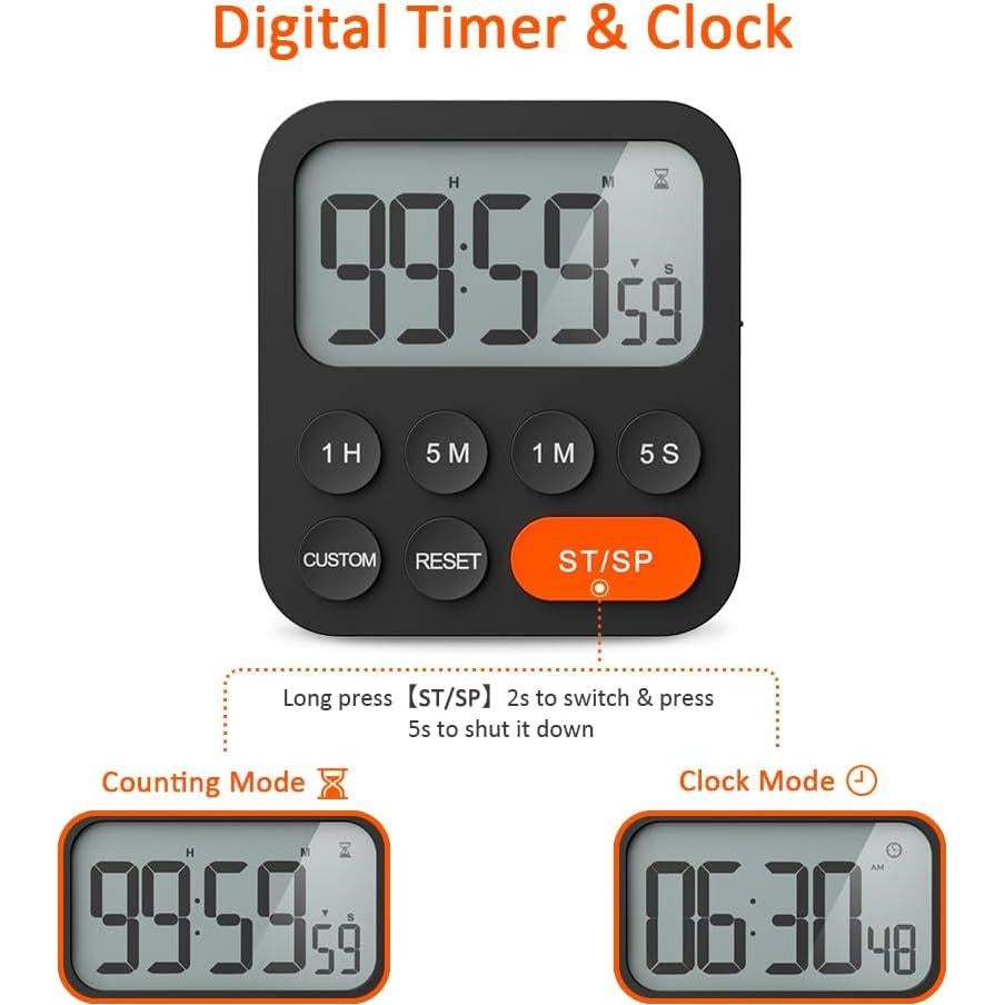 Temporizador Digital LIORQUE con Alarma Fuerte y Pantalla Grande