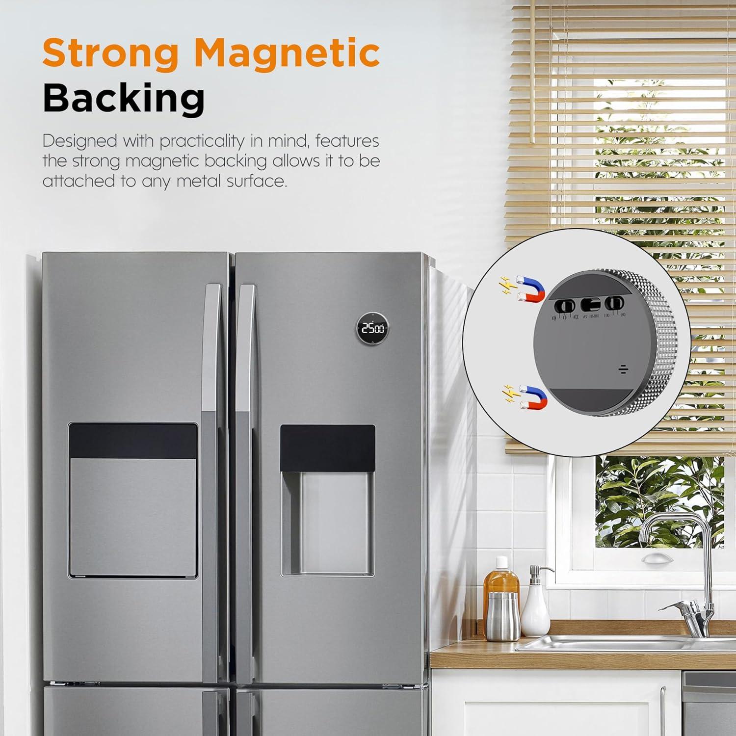 Temporizador de Cocina Magnético TLTWHS Recargable LED Plata