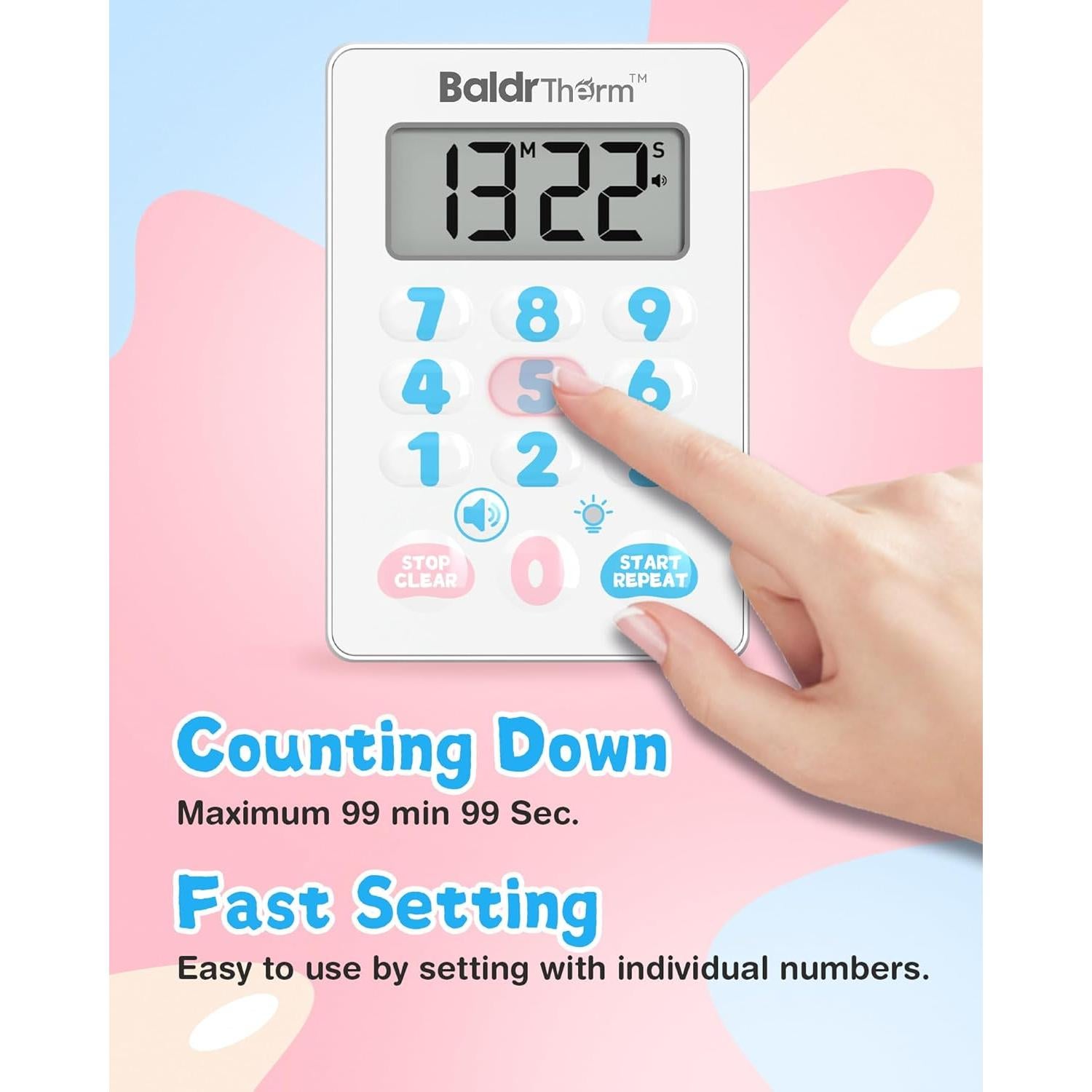 Temporizador Digital BaldrTherm Magnético Impermeable Rosa